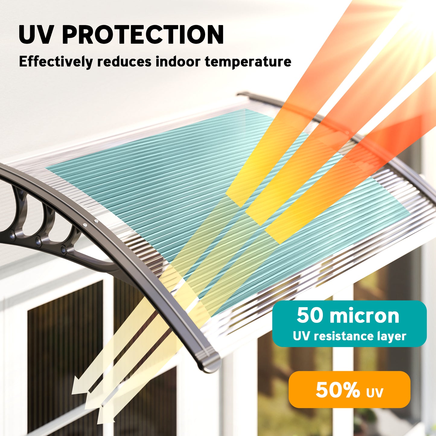 Front Door Canopy Outdoor Awning Aluminium Rigid Plastic