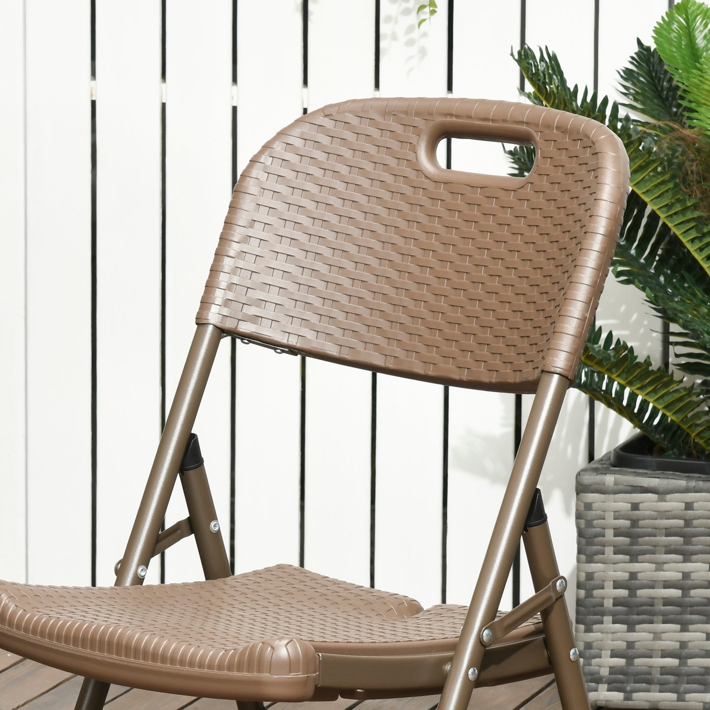 6 Seater Garden Dining Set, Rattan-Style HDPE Garden Furniture Set