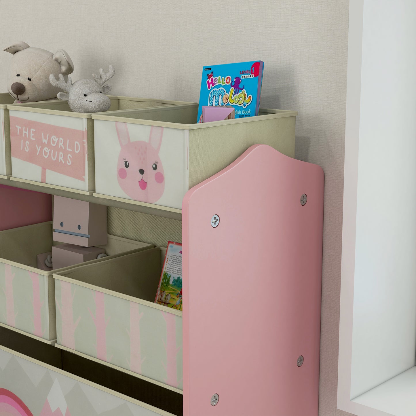 Kids Storage Unit, Toy Storage Organiser, with Six Fabric Bins