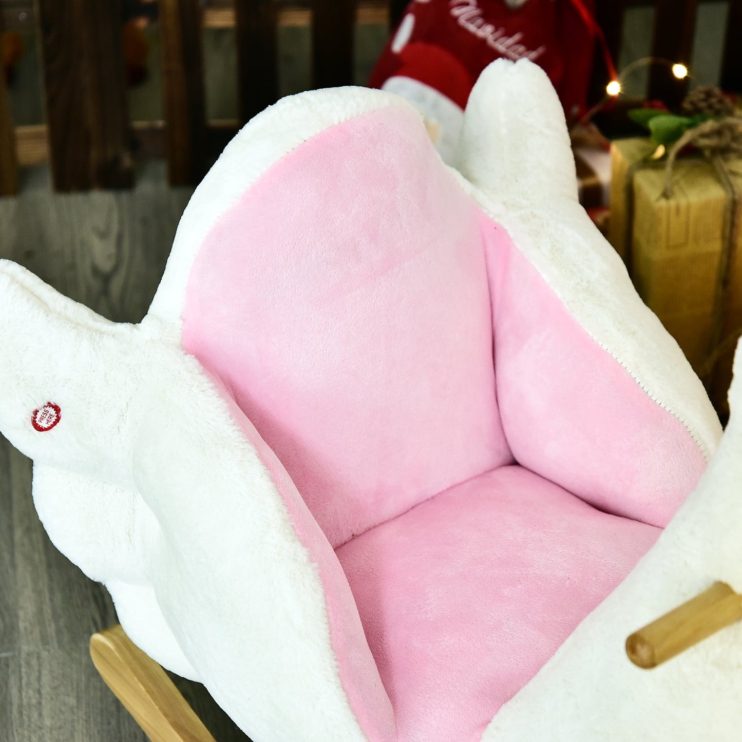 Kids Rocking Horse Plush Ride On Swan Toy w/ Safety Seat