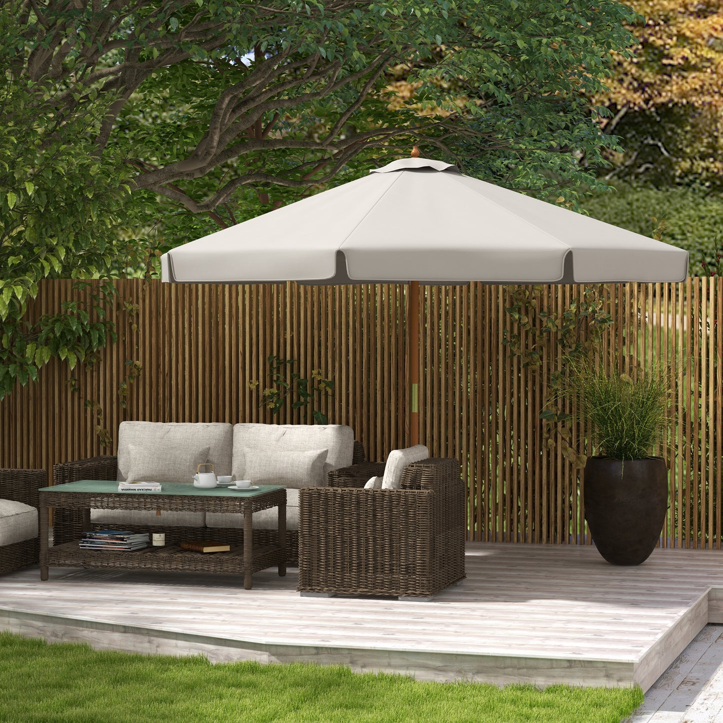 3.3m Elegant Wooden Parasol