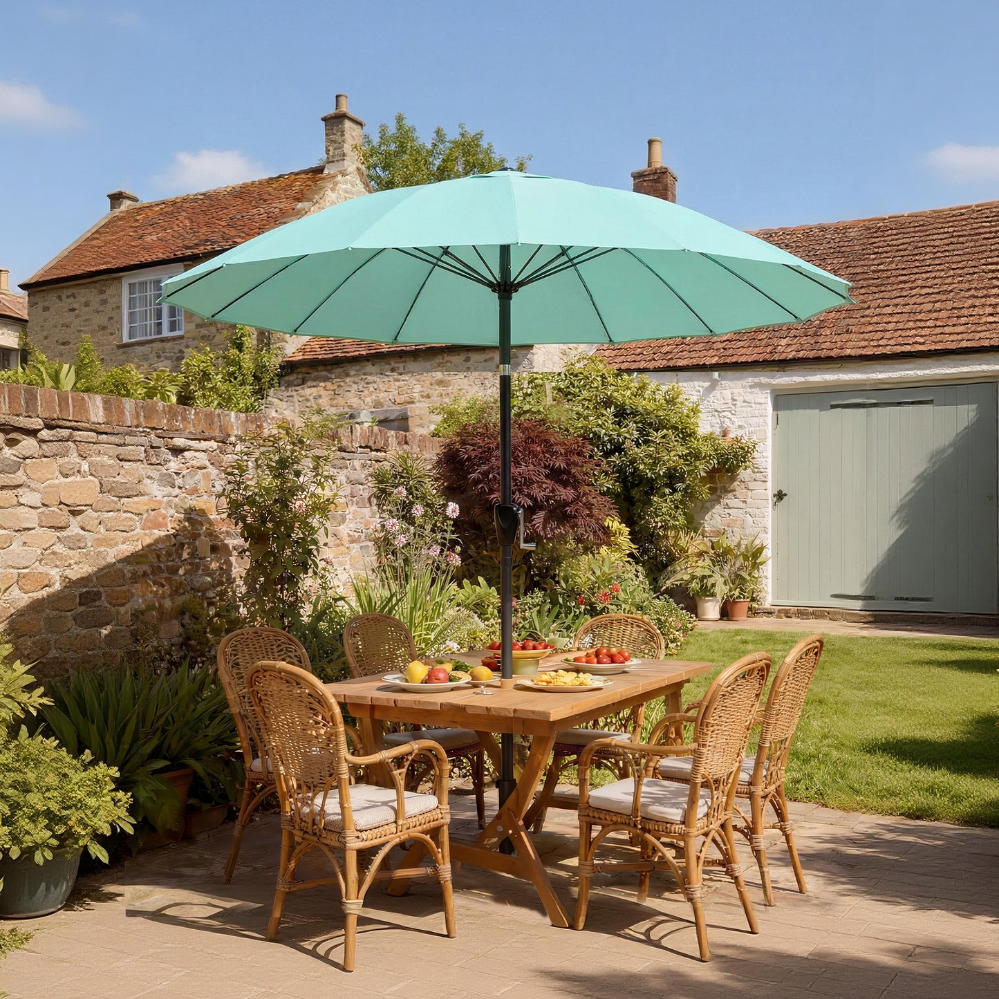 2 m Shanghai Garden Parasol Umbrella with 16 Fibreglass Ribs