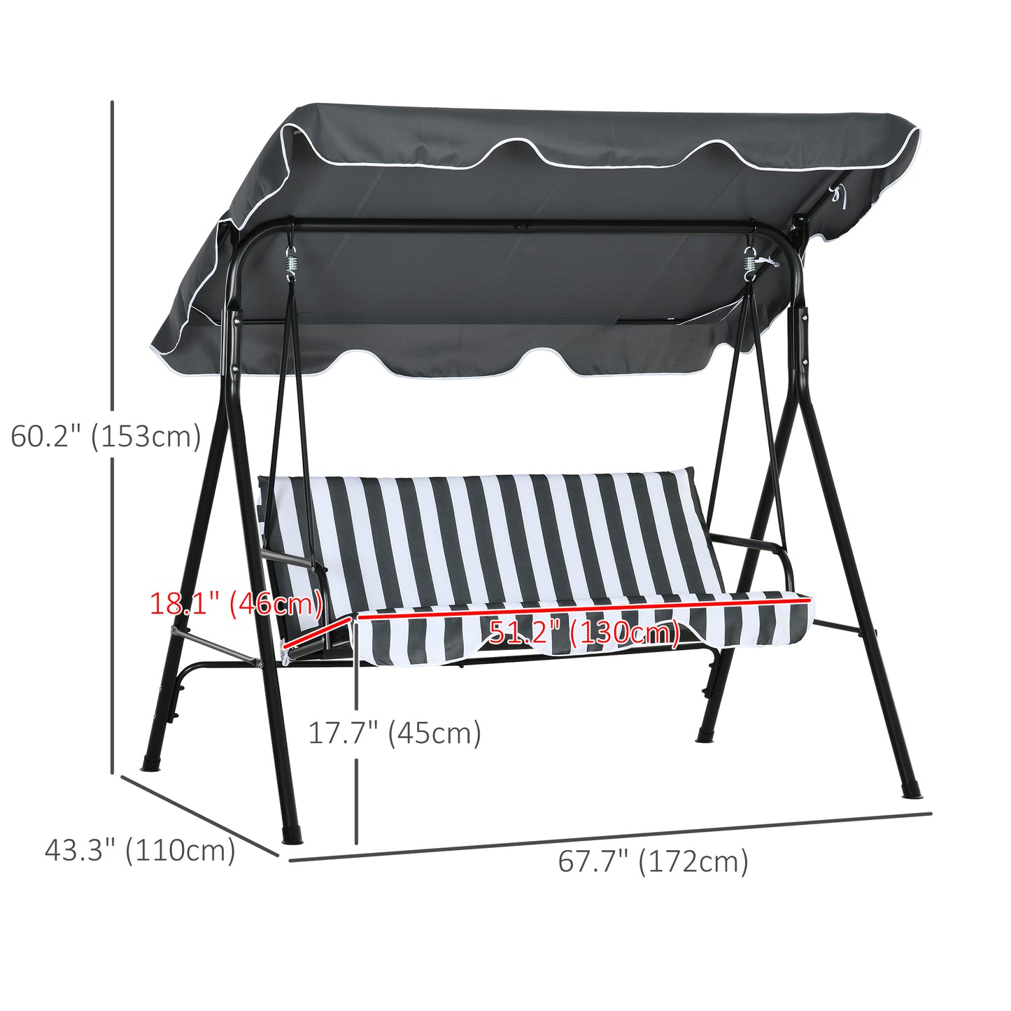 3 Seater Garden Swing Chair