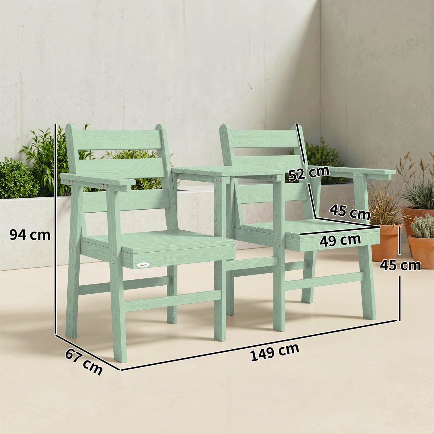 Outdoor Garden Loveseat, Embossed Wooden Jack and Jill Garden Seat