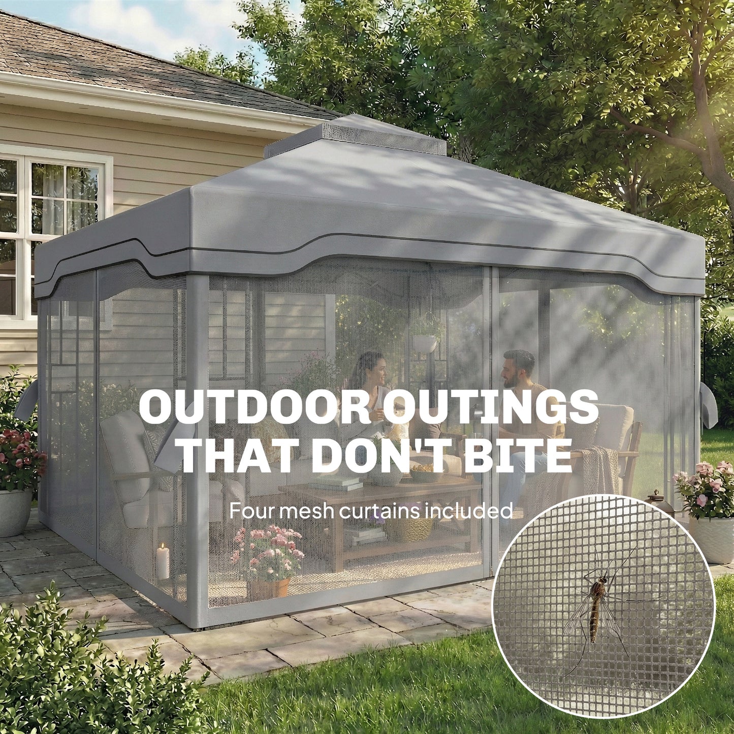 3 x 3.6 m Outdoor Garden Gazebo with Post Shelves