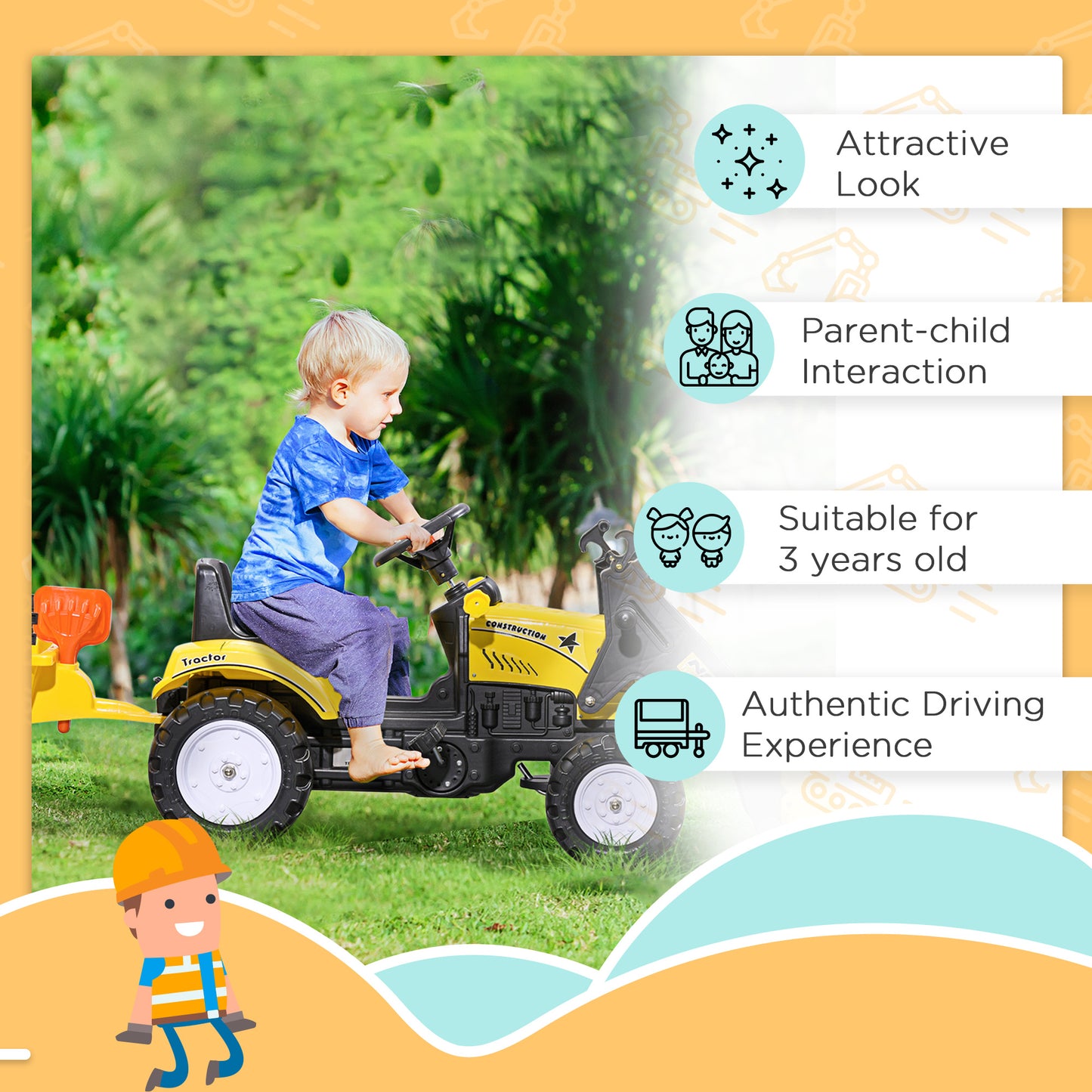 Kids Pedal Go Kart Excavator