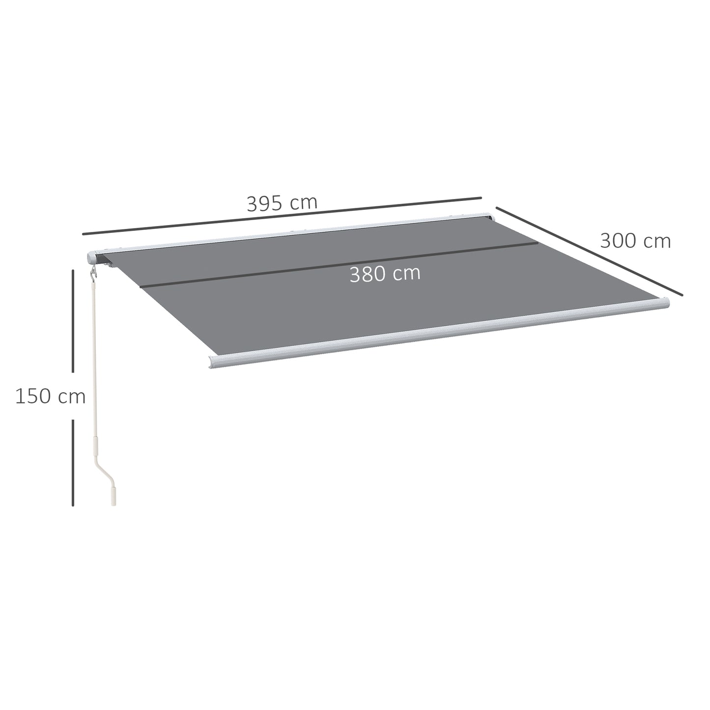 4x3m Full Cassette Electric/Manual Retractable Awning with LED Light