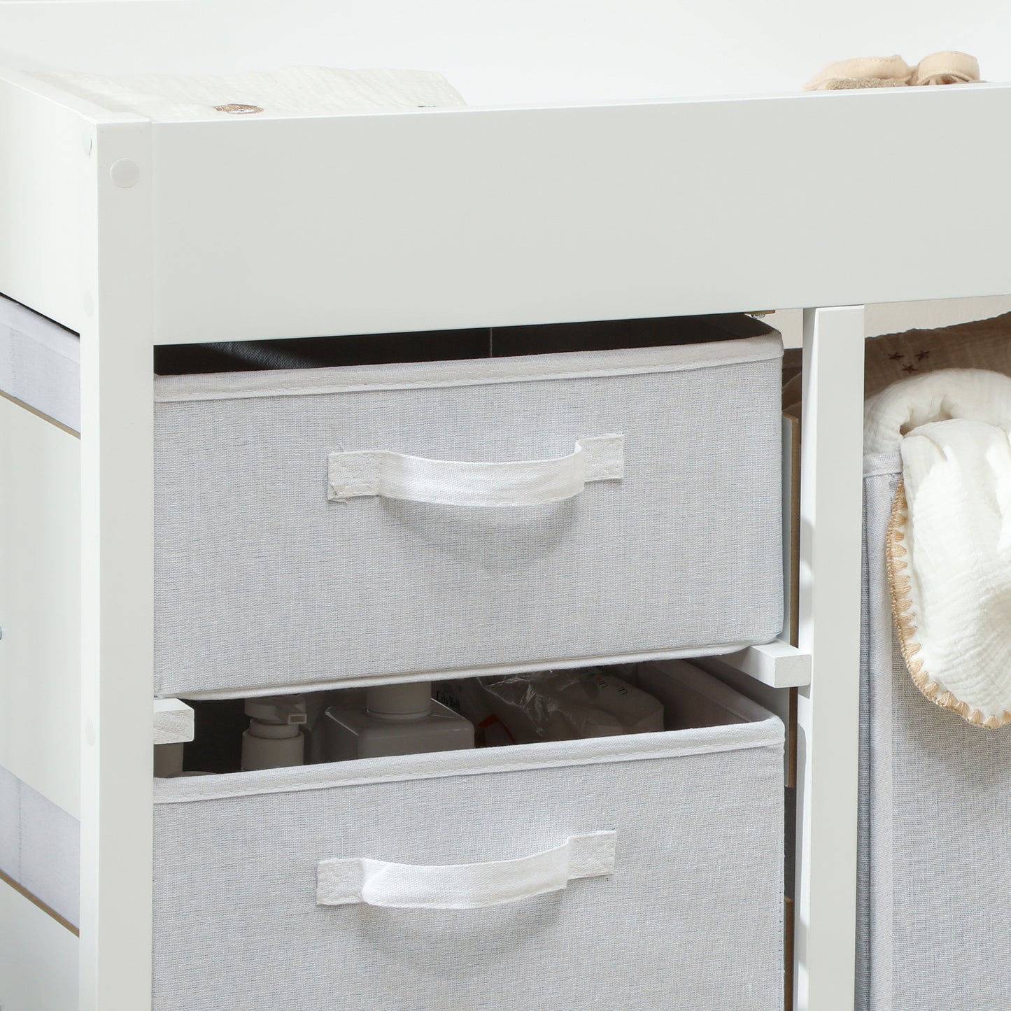 Baby Changing Unit with 4 Storage Drawers, Mat for Bedroom Nursery