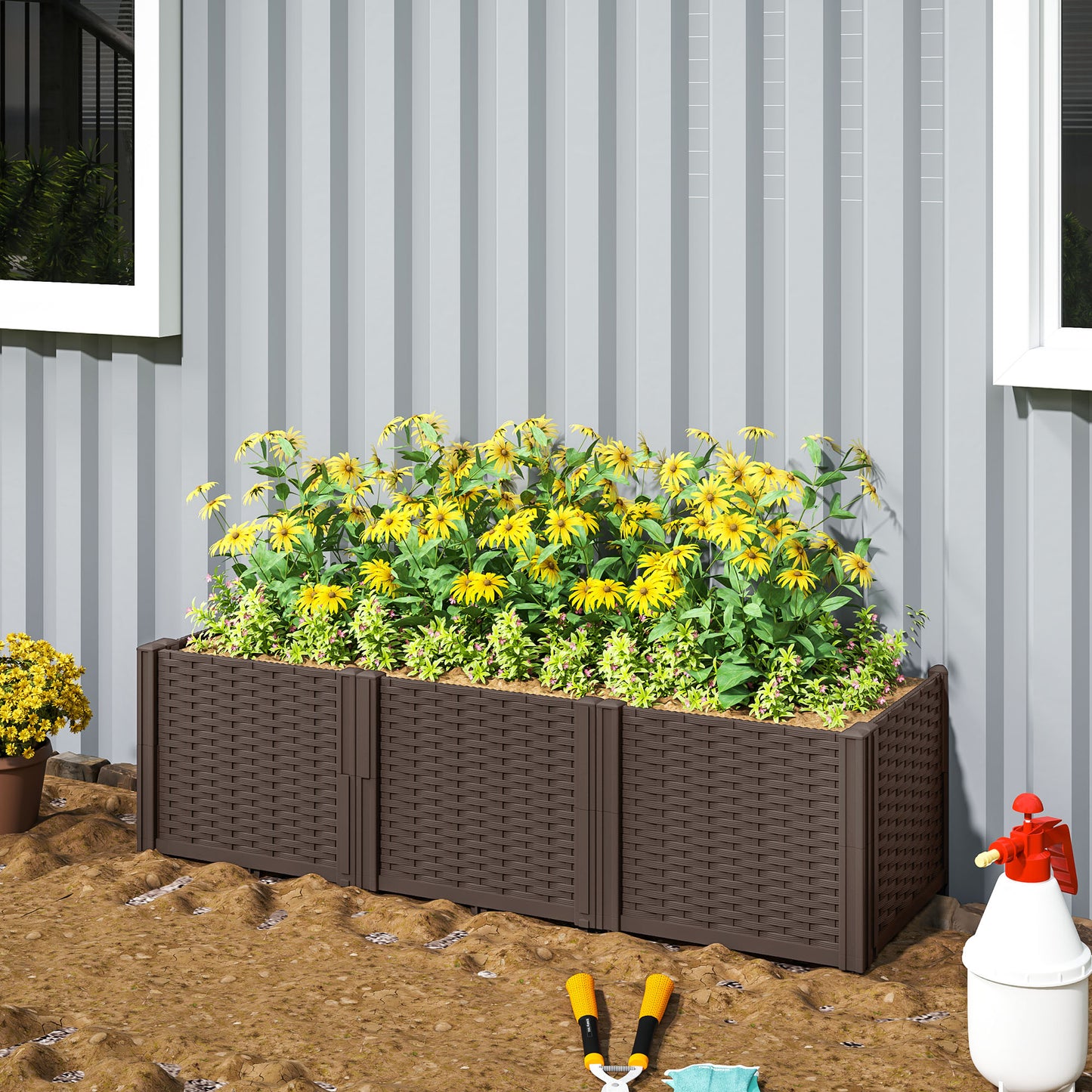 Plastic Raised Garden Bed, Modular Planter Box Kit