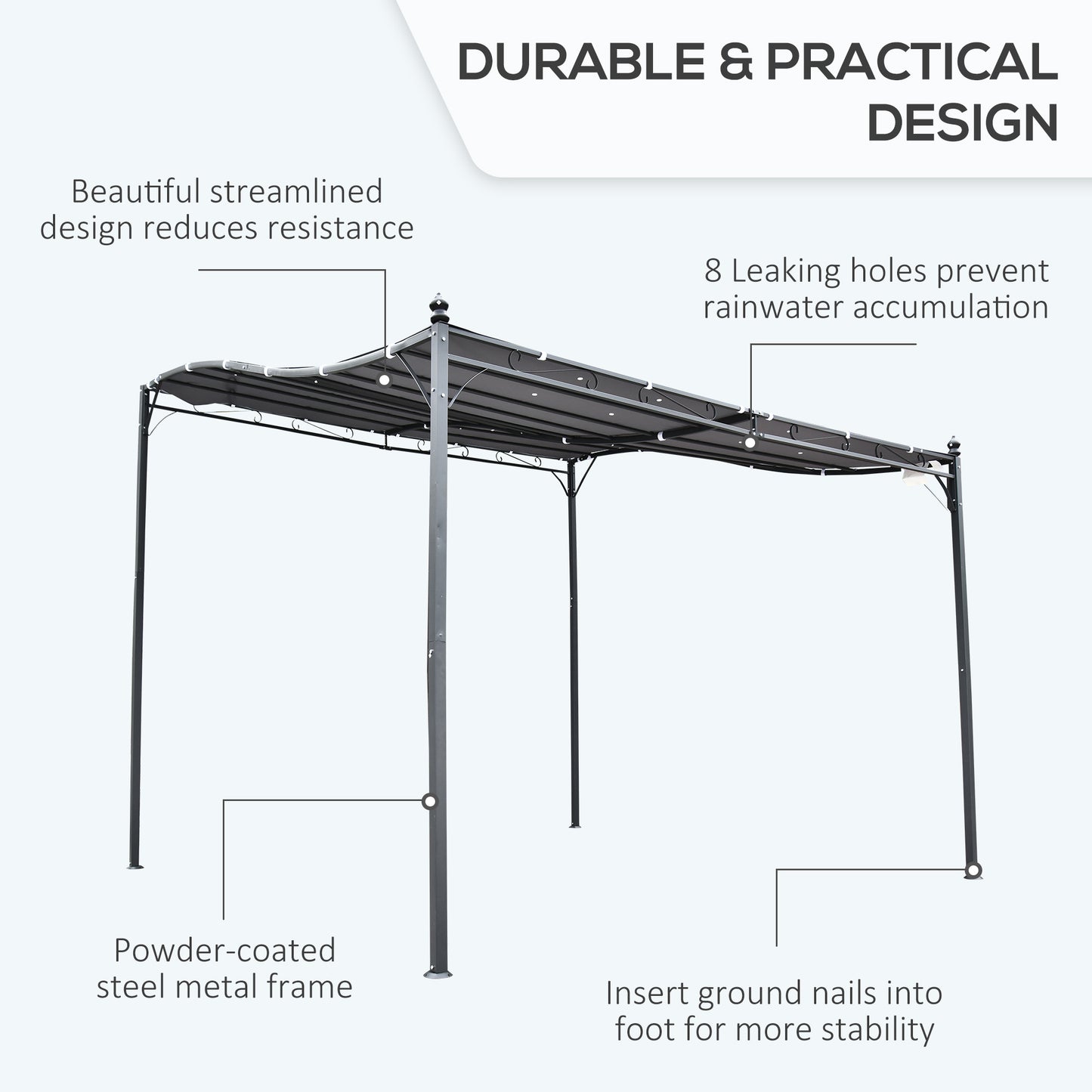 3x3m Metal Pergola with Canopy Garden Awning for Garden Parties