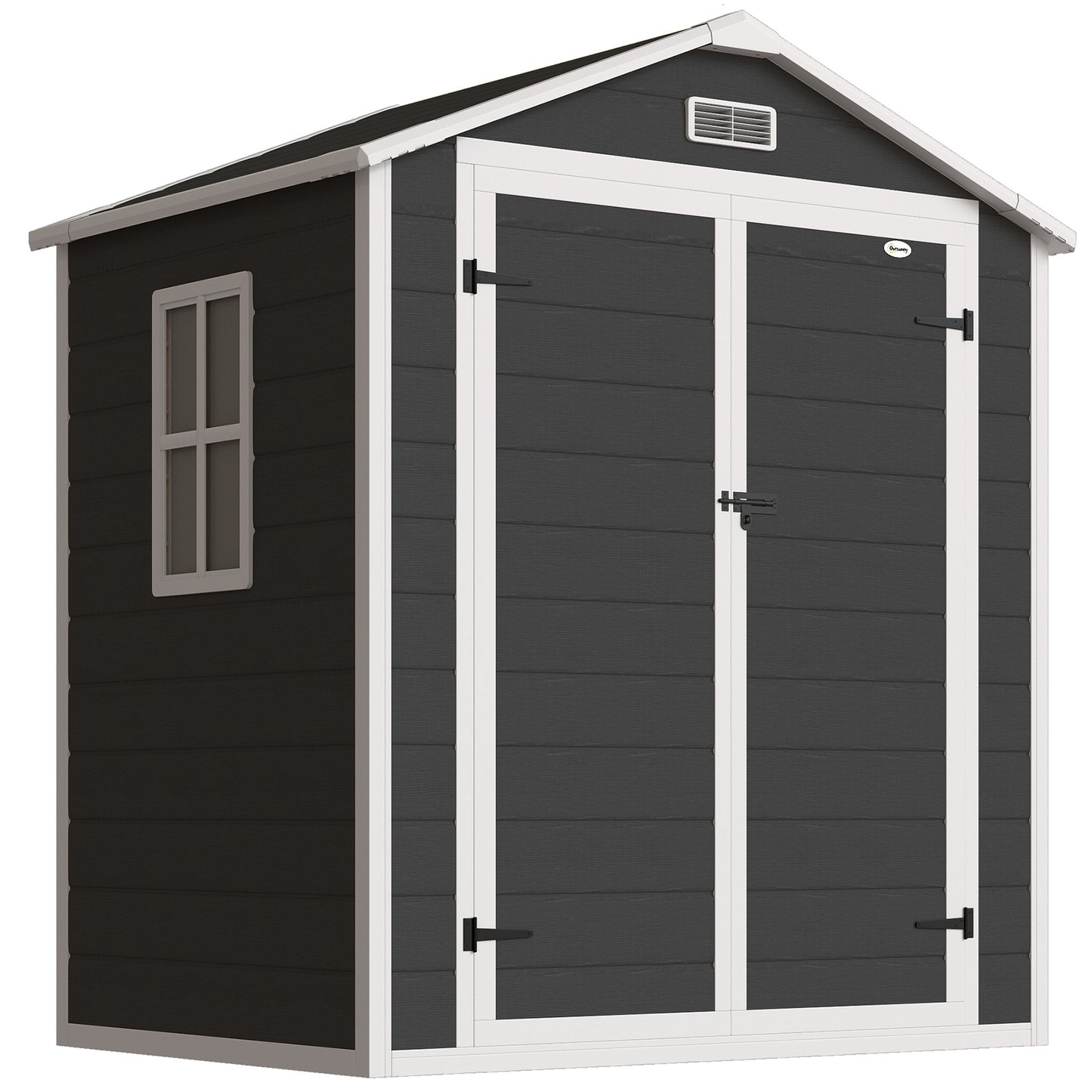 6'x4.5' Garden Storage Shed, Lockable Garden Shed with Double Doors