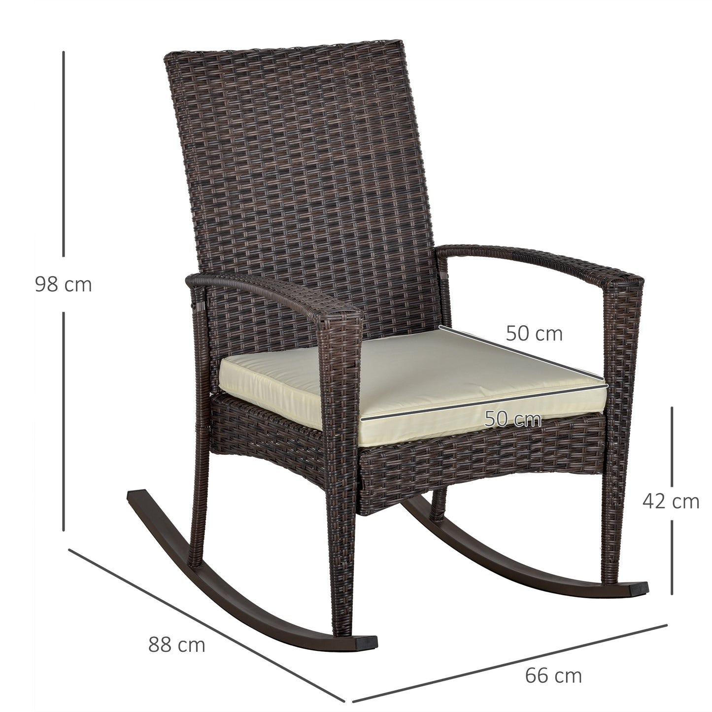 PE Rattan Garden Rocking Chair, Outdoor Rocking with Cushion