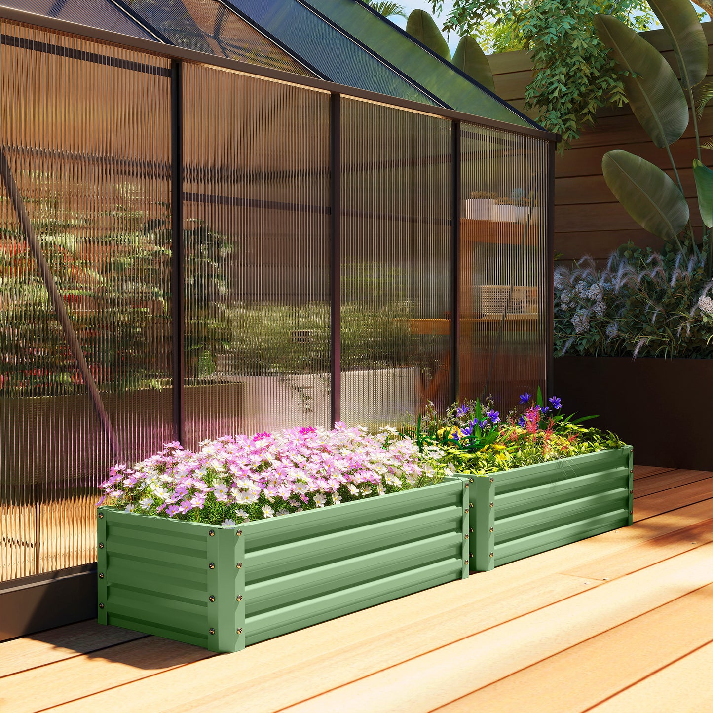Set of Two 110 x 50cm Steel Planter Boxes