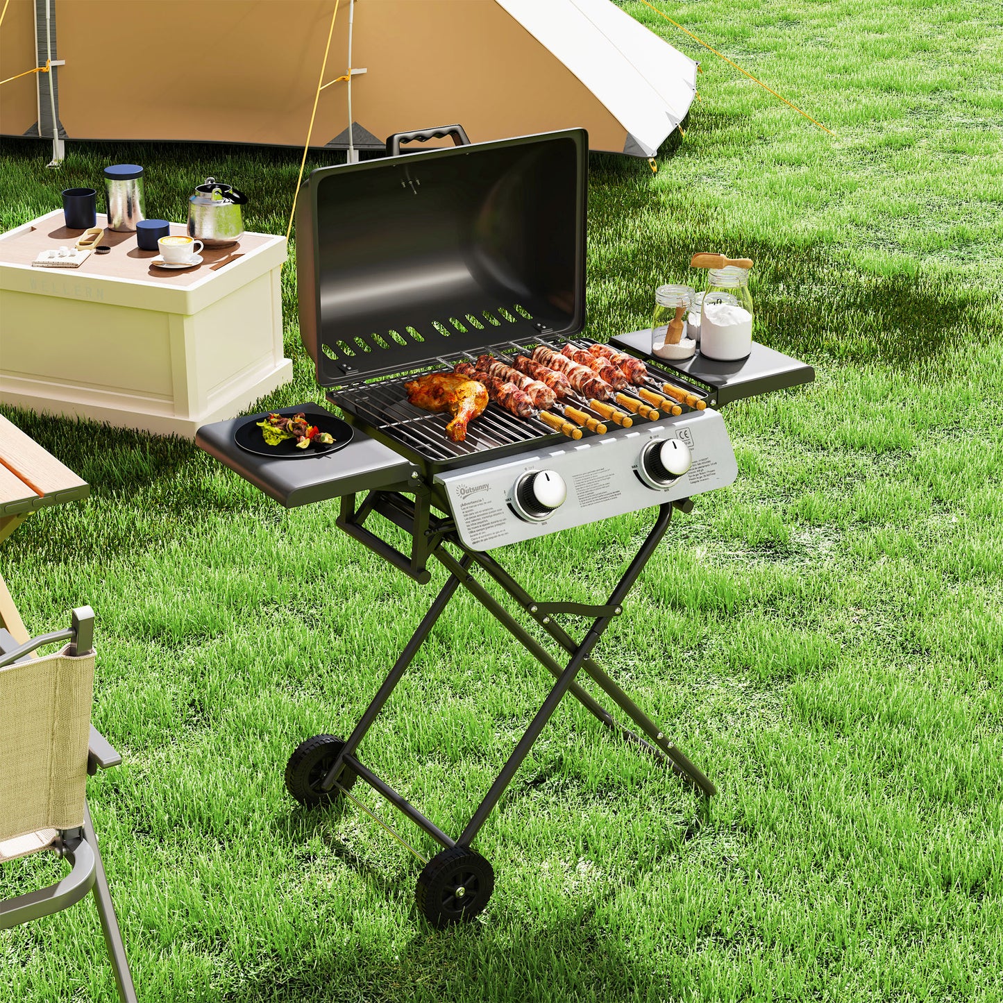 Two-Burner Portable Suitcase BBQ