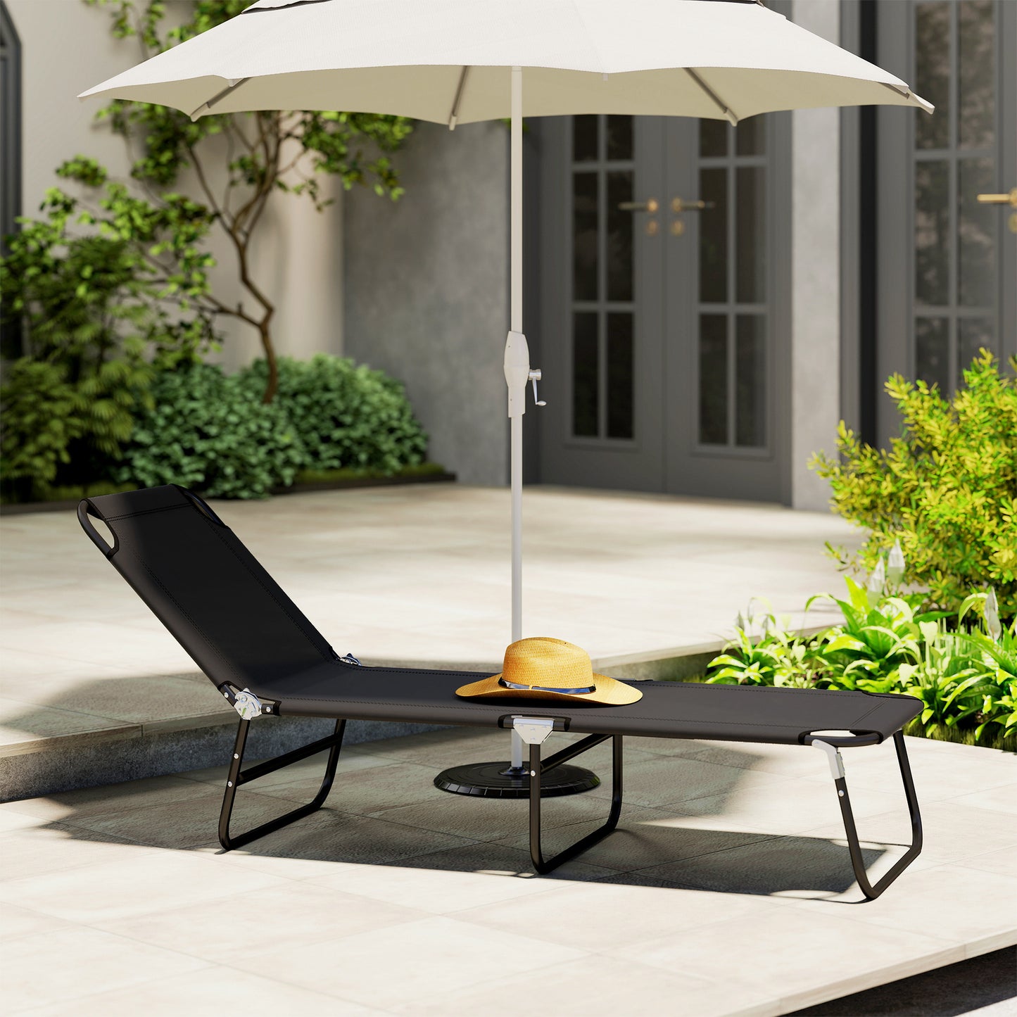 Foldable Sun Lounger with 5-Position Adjustable Backrest