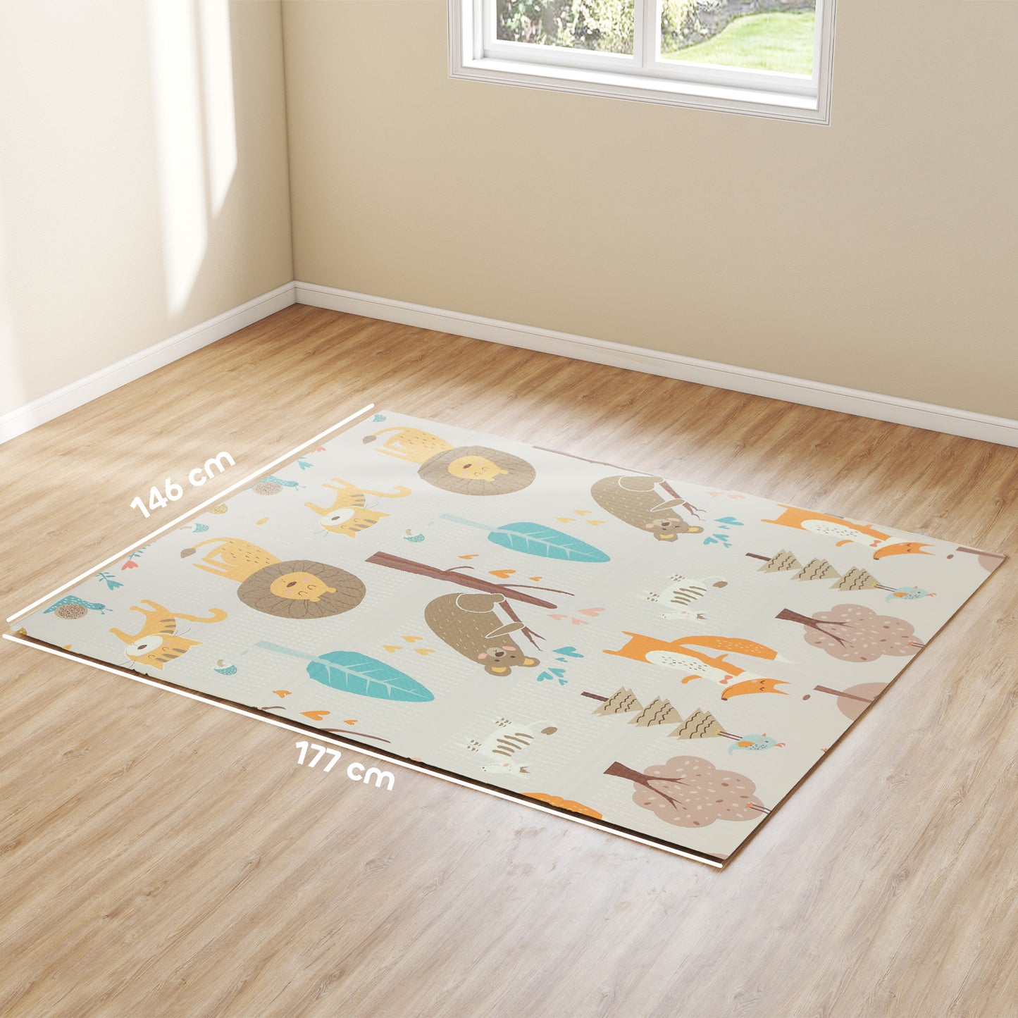 Animal-Themed Baby Plat Mat Double Sided, Foldable