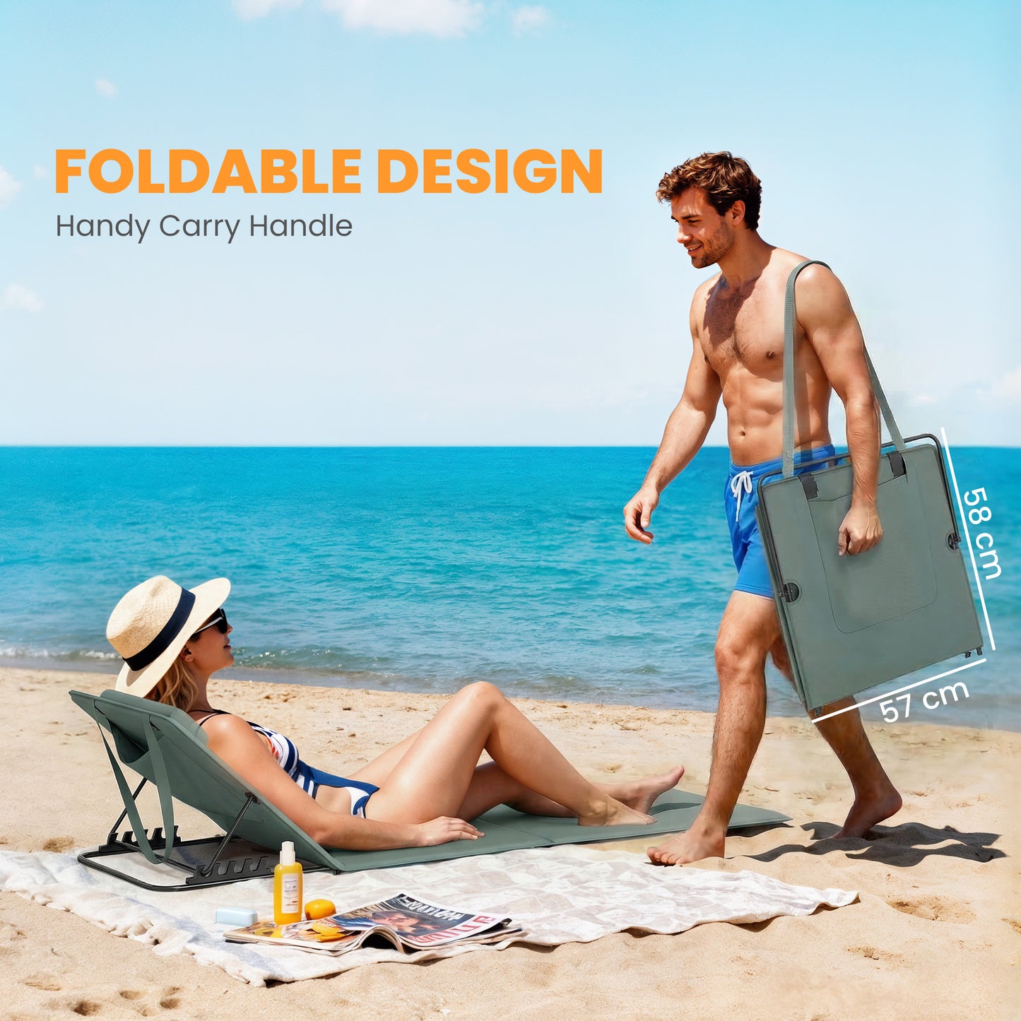 Foldable Sun Loungers Set of 2