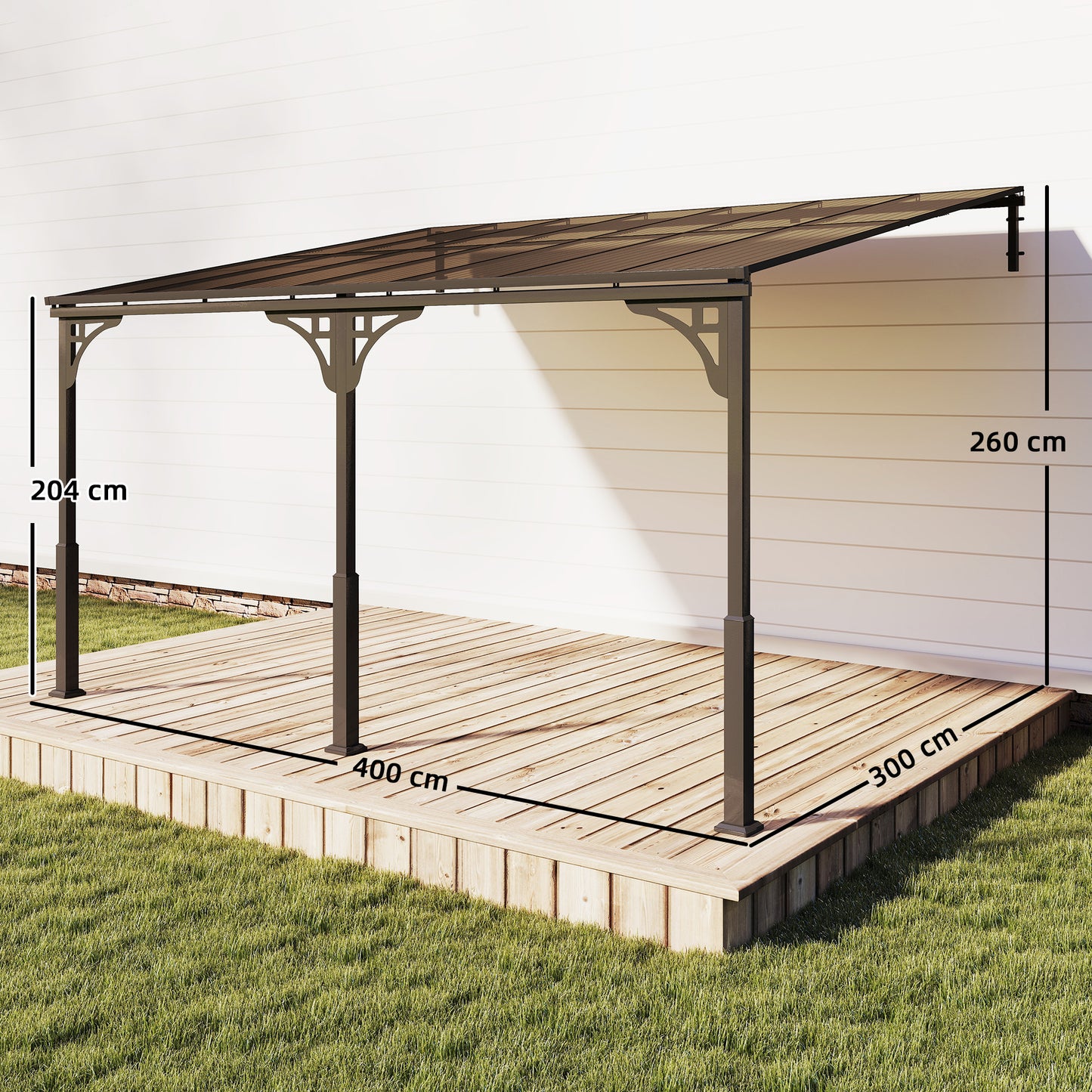 4 x 3 m Metal Lean-to Pergola