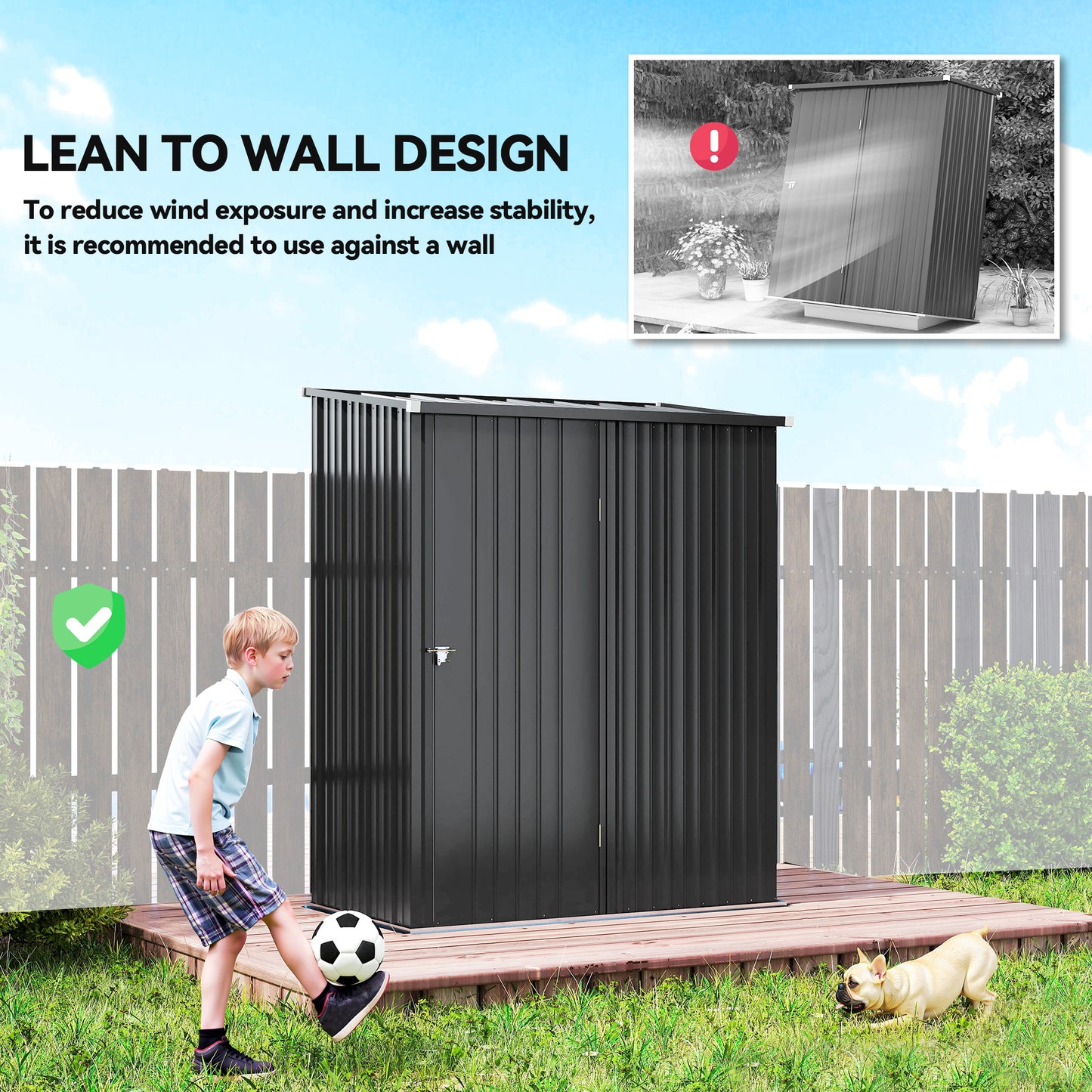 5.3 x 3.1ft Corrugated Steel Garden Shed