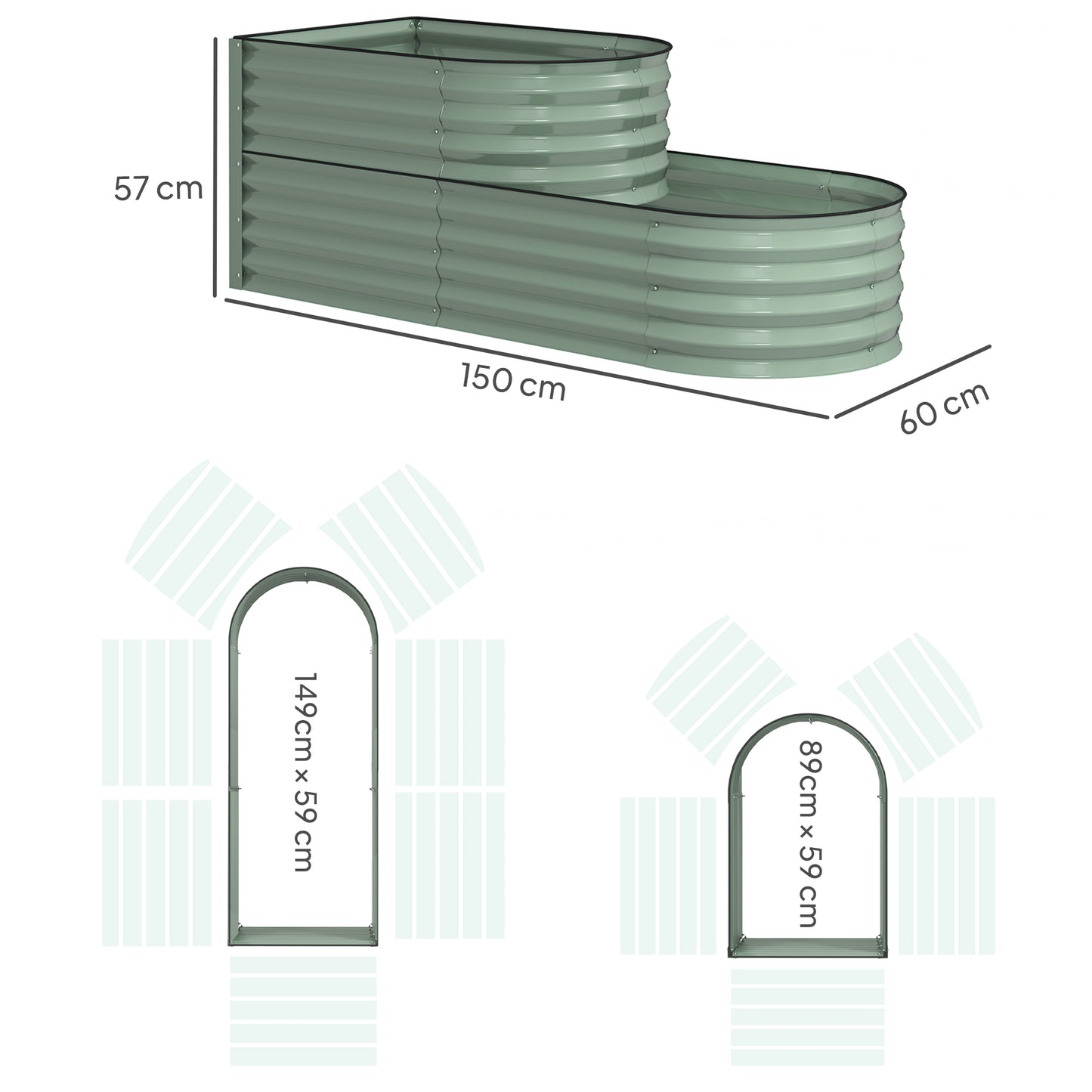 Two-Tier Galvanised Steel Garden Planter (2)
