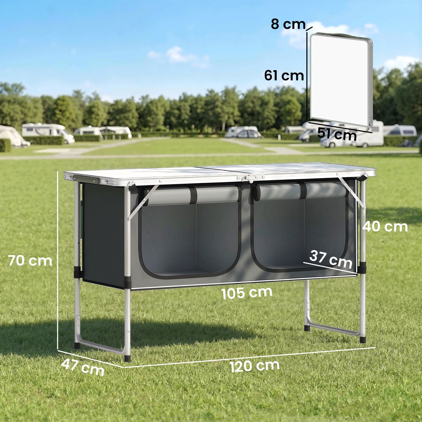 Camping Cupboards Folding Portable Aluminium Camp Cook Station