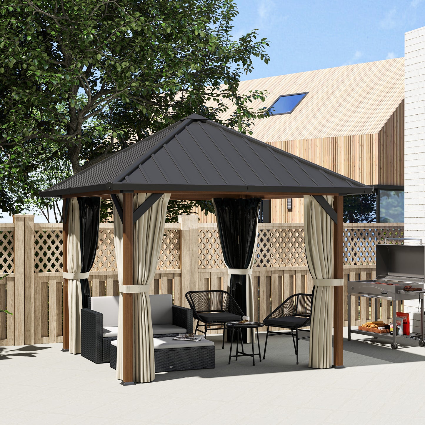 3 x 3(m) Hardtop Gazebo with Galvanised Steel Roof and Water Gutter