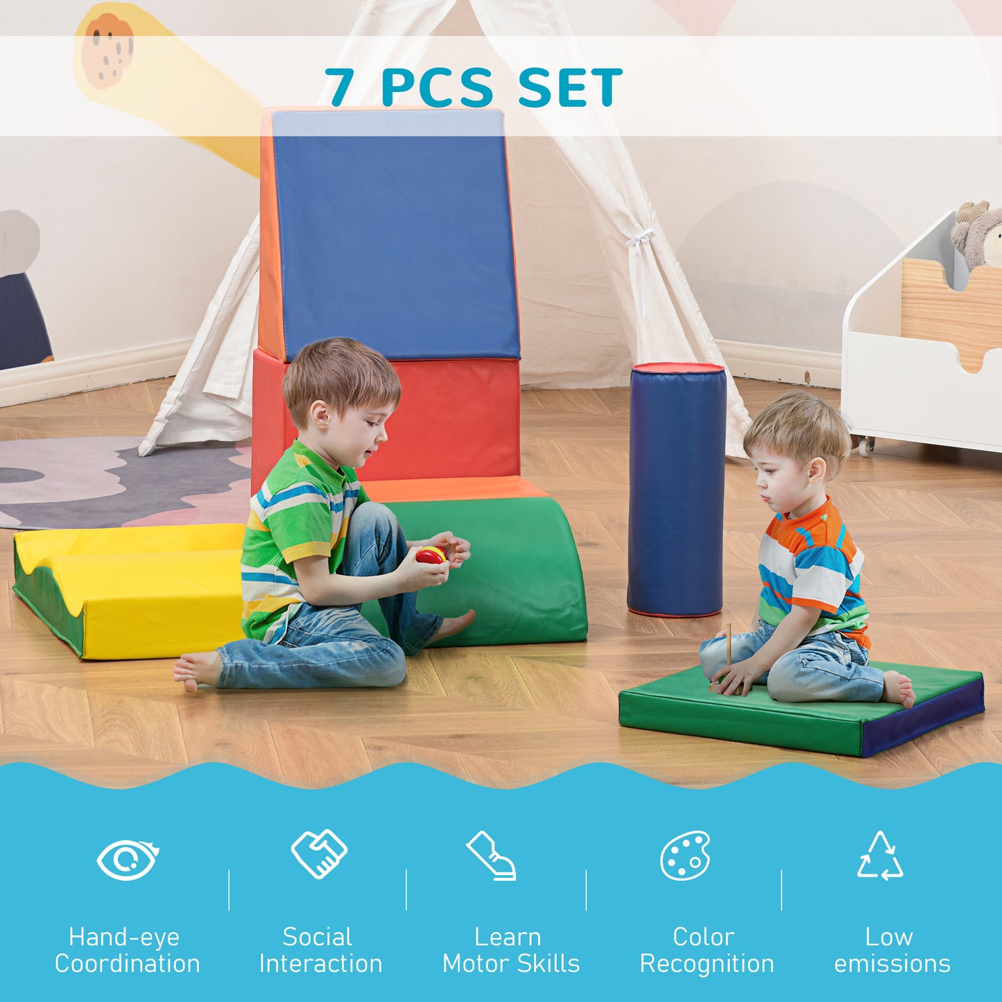 Soft Play Set, 7 Piece Foam Blocks