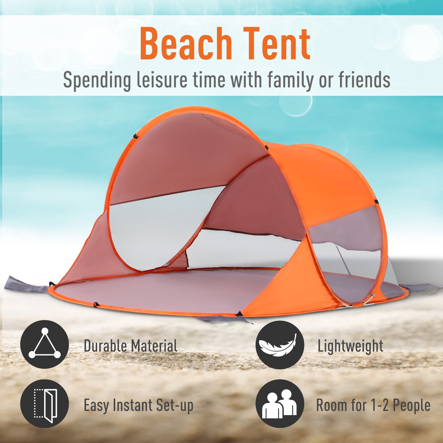 Fibreglass Frame 2 Person Pop-Up Lightweight Camping Tent