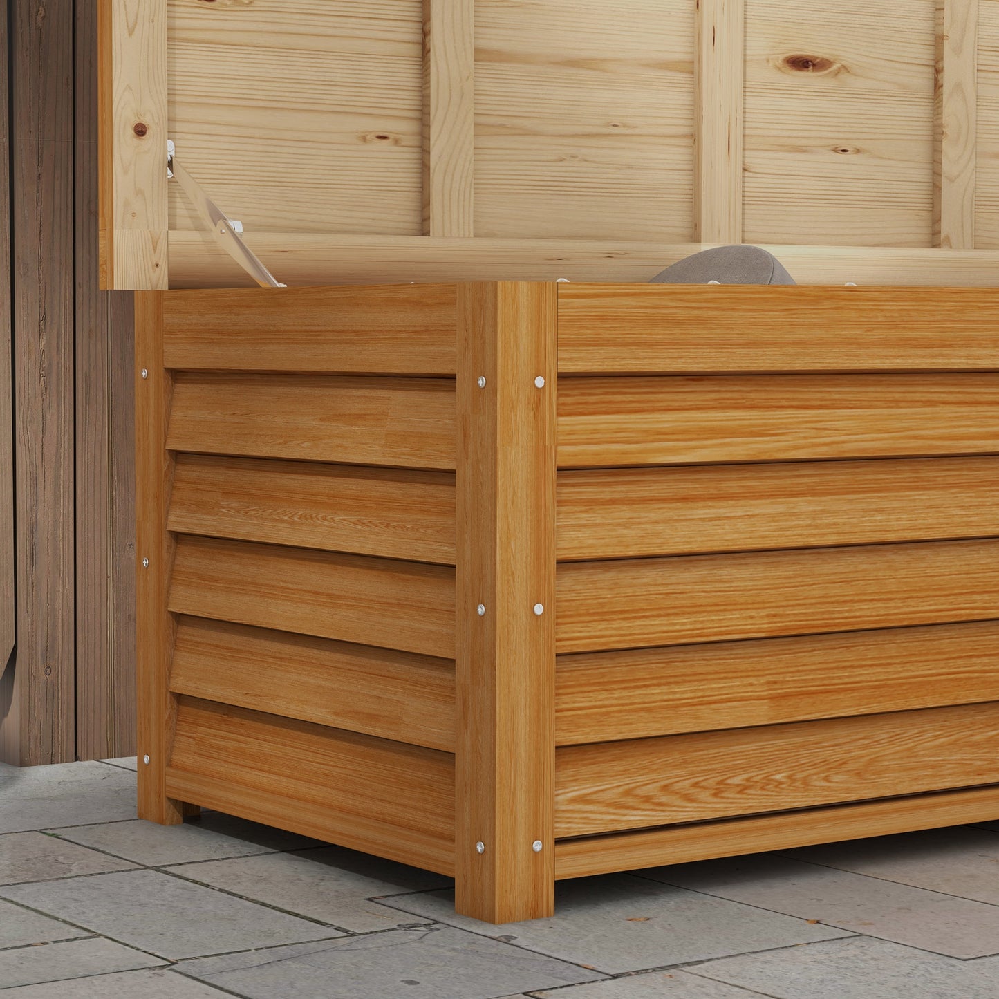 292L Outdoor Storage Box, Wooden Deck Box Garden Storage Container