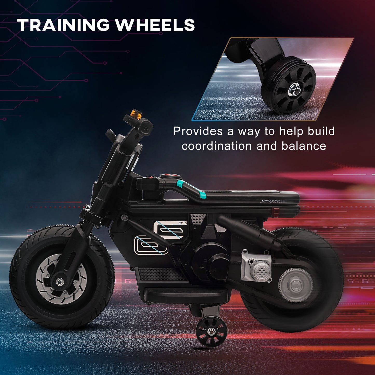 Kids Electric Motorbike with Siren, Horn, Headlights, Music