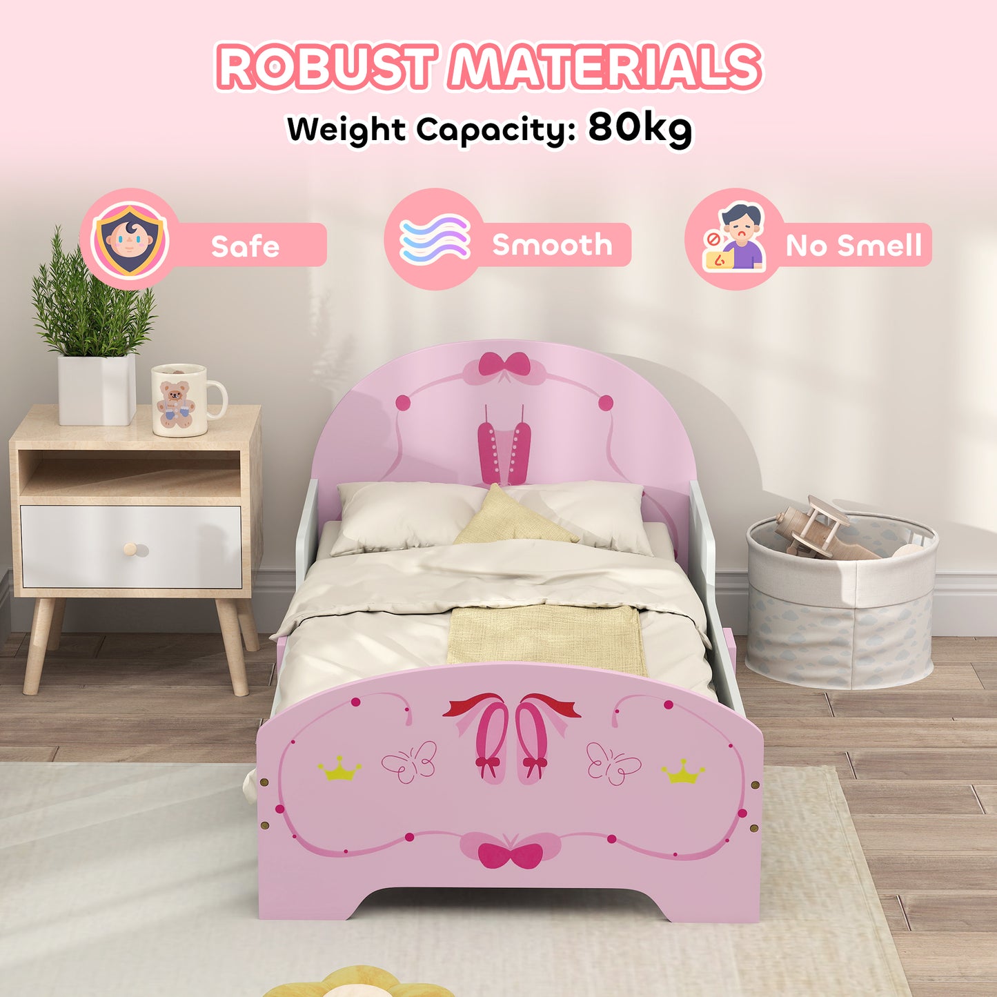 Kids Bed with Safety Rails, Kids Clothes Rail