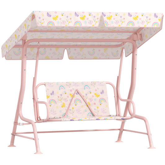 Kids Garden Swing Chair with Adjustable Canopy, Safety Belt