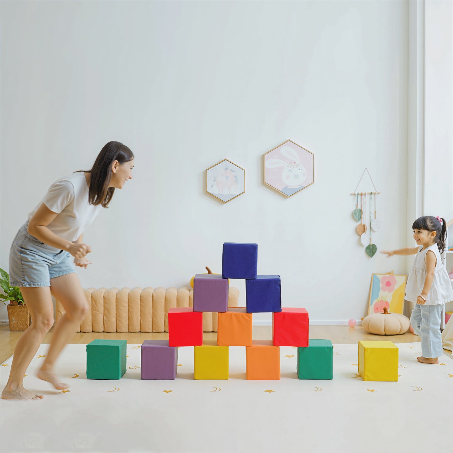 12 Piece Soft Play Foam Blocks Toy Building Stacking Compliant