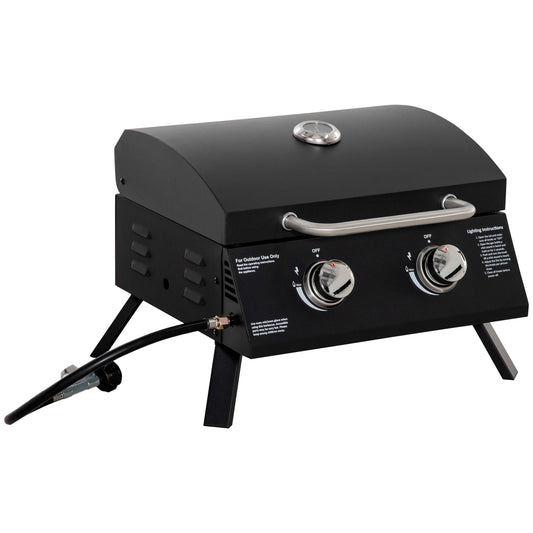 2 Burner Gas BBQ Grill Outdoor Portable Folding Tabletop Barbecue