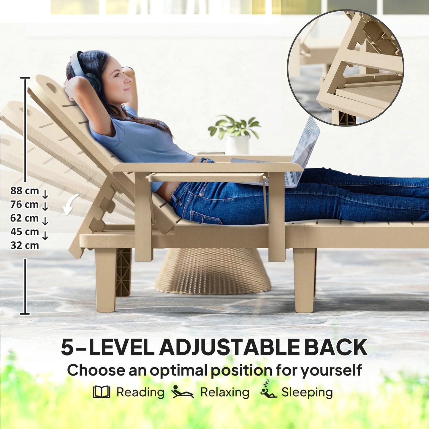 Set of 2 Reclining Sun Loungers