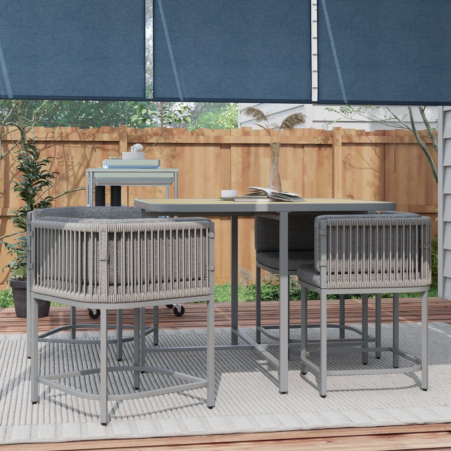4-Seater Rattan Cube Garden Furniture Set with Cushions