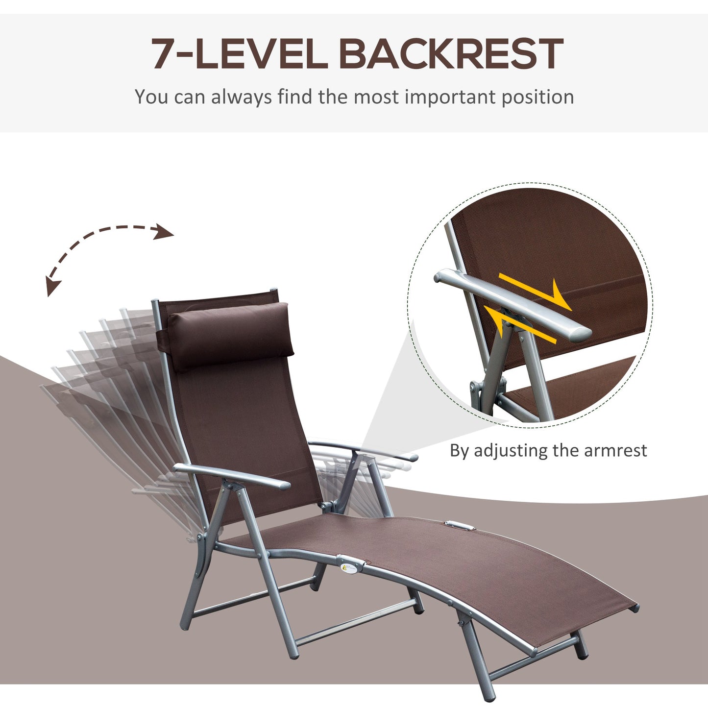 Sun Lounger Steel Frame Outdoor Folding Chaise Texteline Lounge (3)
