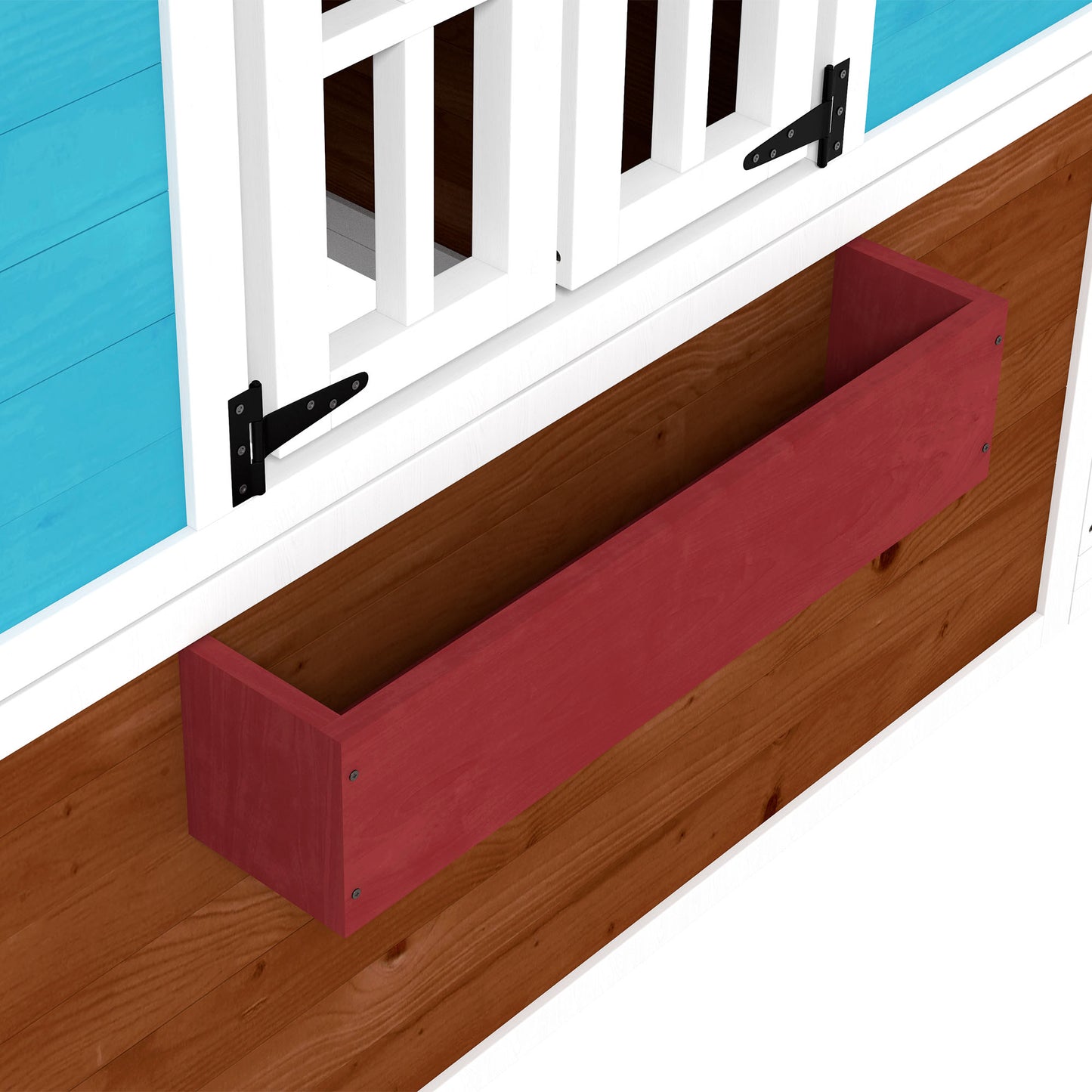 Wooden Playhouse with Doors, Windows, Plant Pots, Boxes, for 3-8 Years