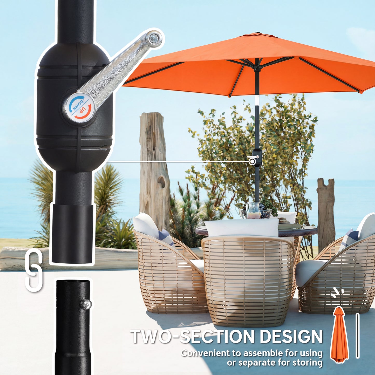 2.6 m Garden Parasol Umbrella with Aluminium Pole (7)