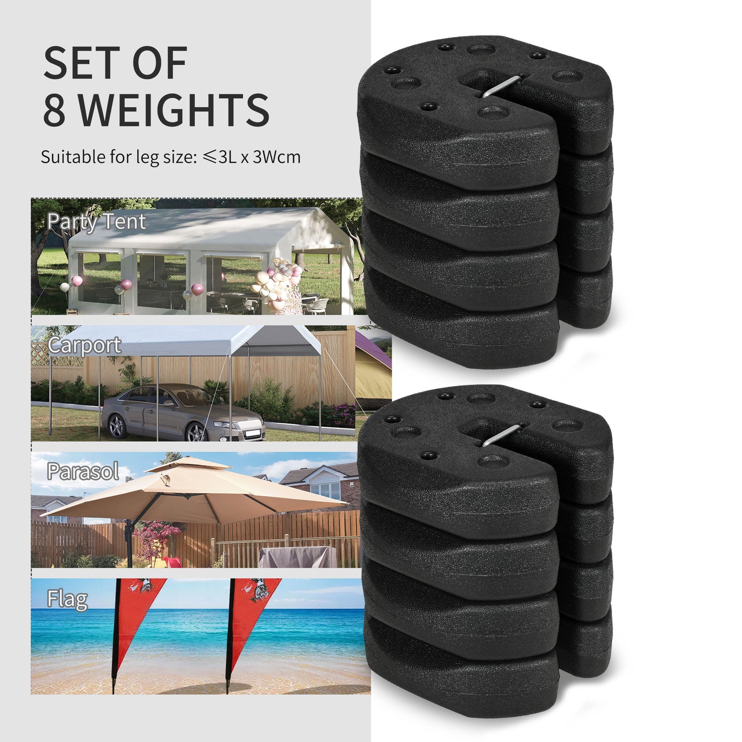 Gazebo Weights Set of 8, 24KG Weights for Gazebo Legs