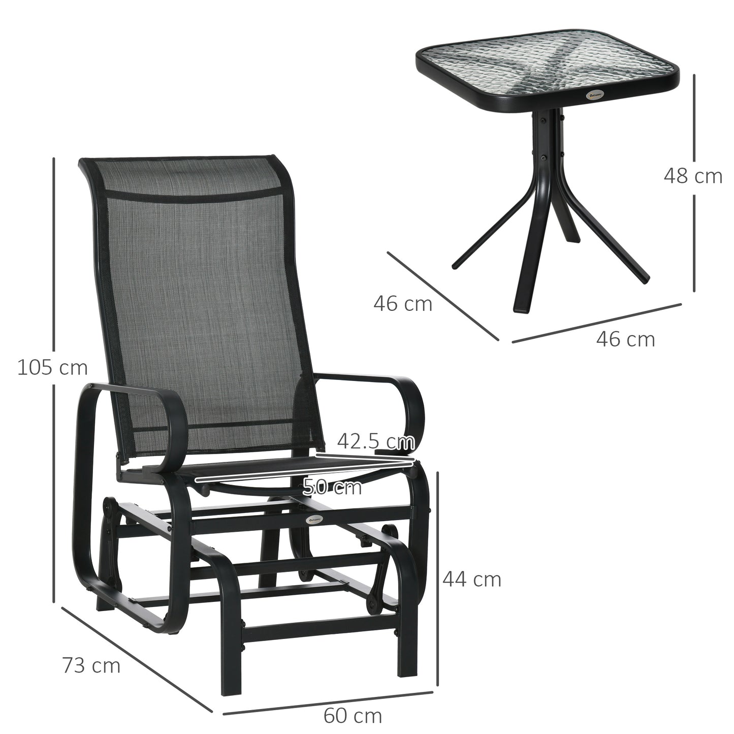 3 Pieces Garden Gliding Chair Set