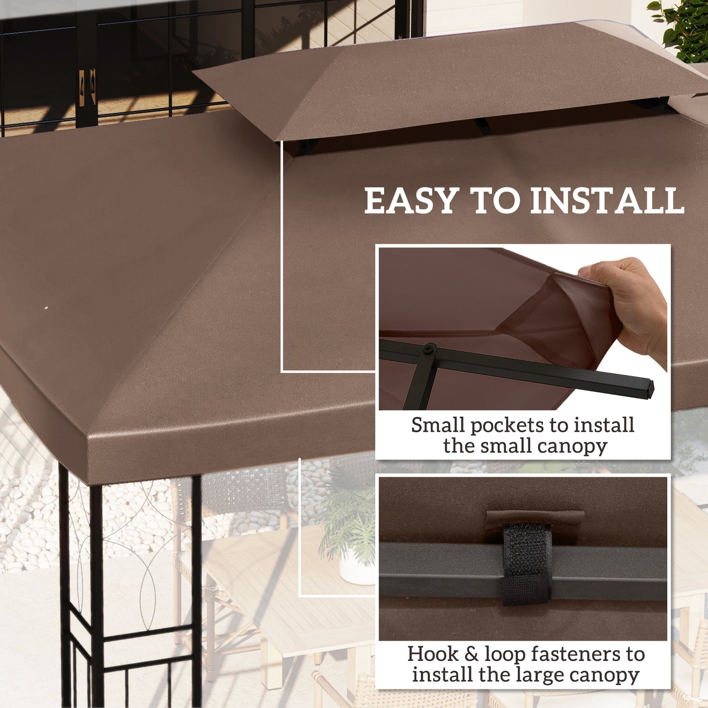3x4m Gazebo Replacement Roof Canopy 2 Tier Top UV Cover Garden