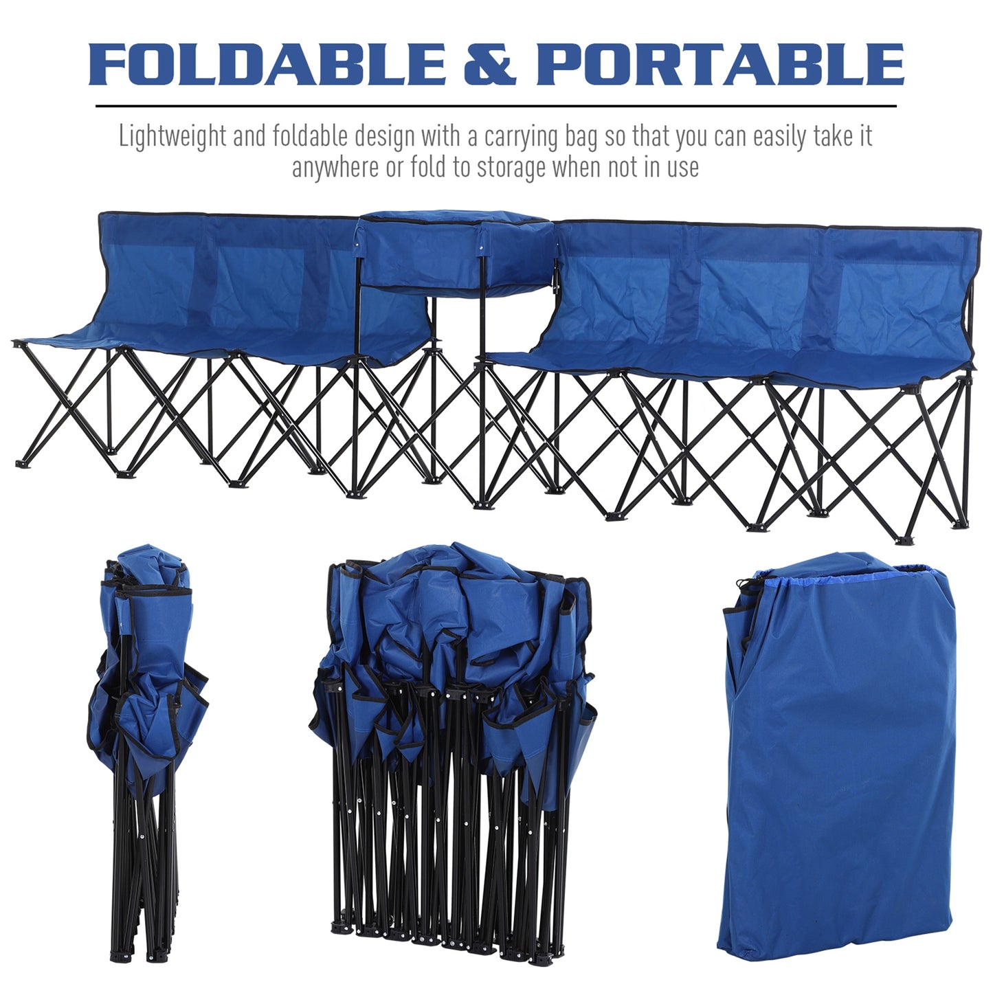 6 Seat Folding Sports Bench Portable Sports Team Bench Spectator