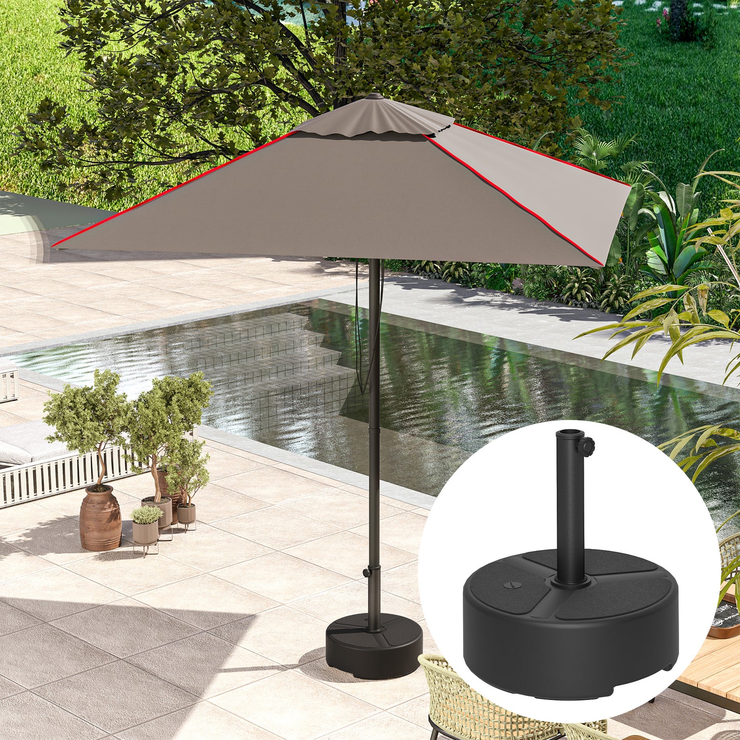 Round Garden Parasol Base, Garden Umbrella Stand Heavy Duty Parasol