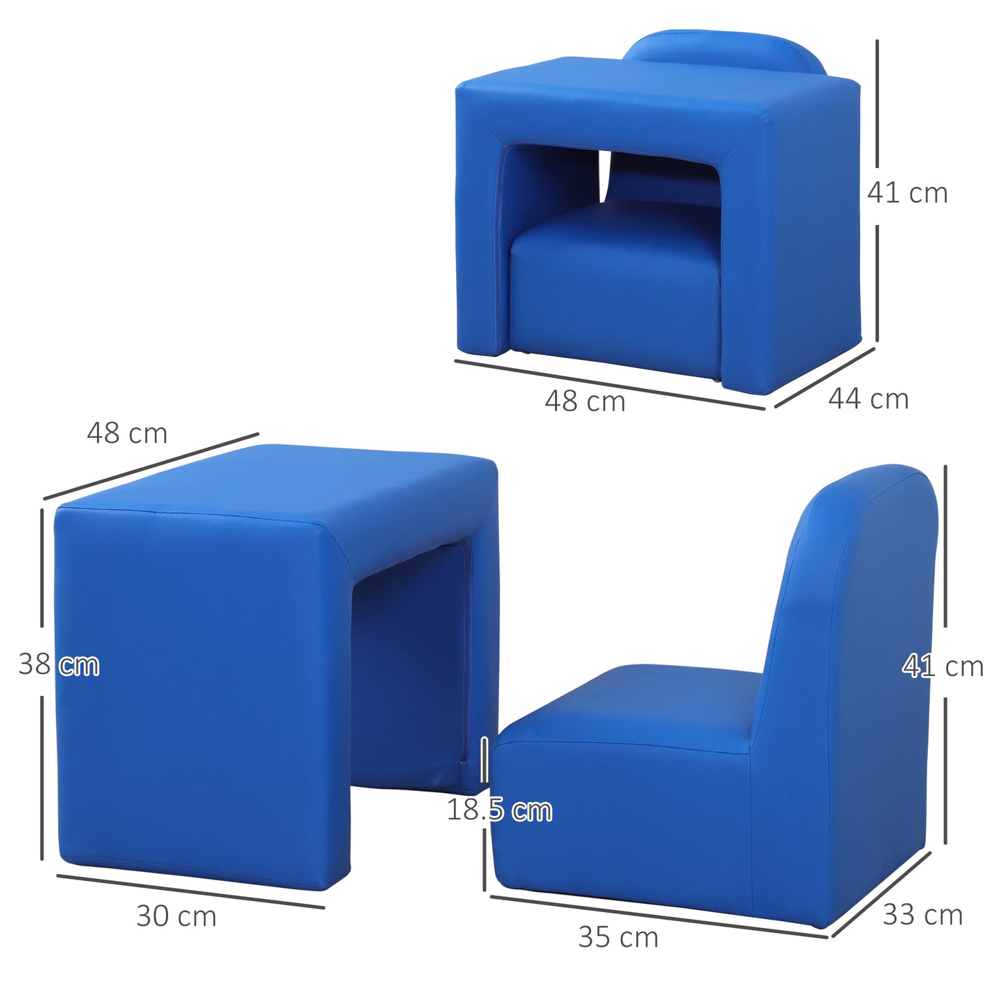 2 In 1 Toddler Sofa Chair,  48 x 44 x 41 cm, for Game Relax Playroom