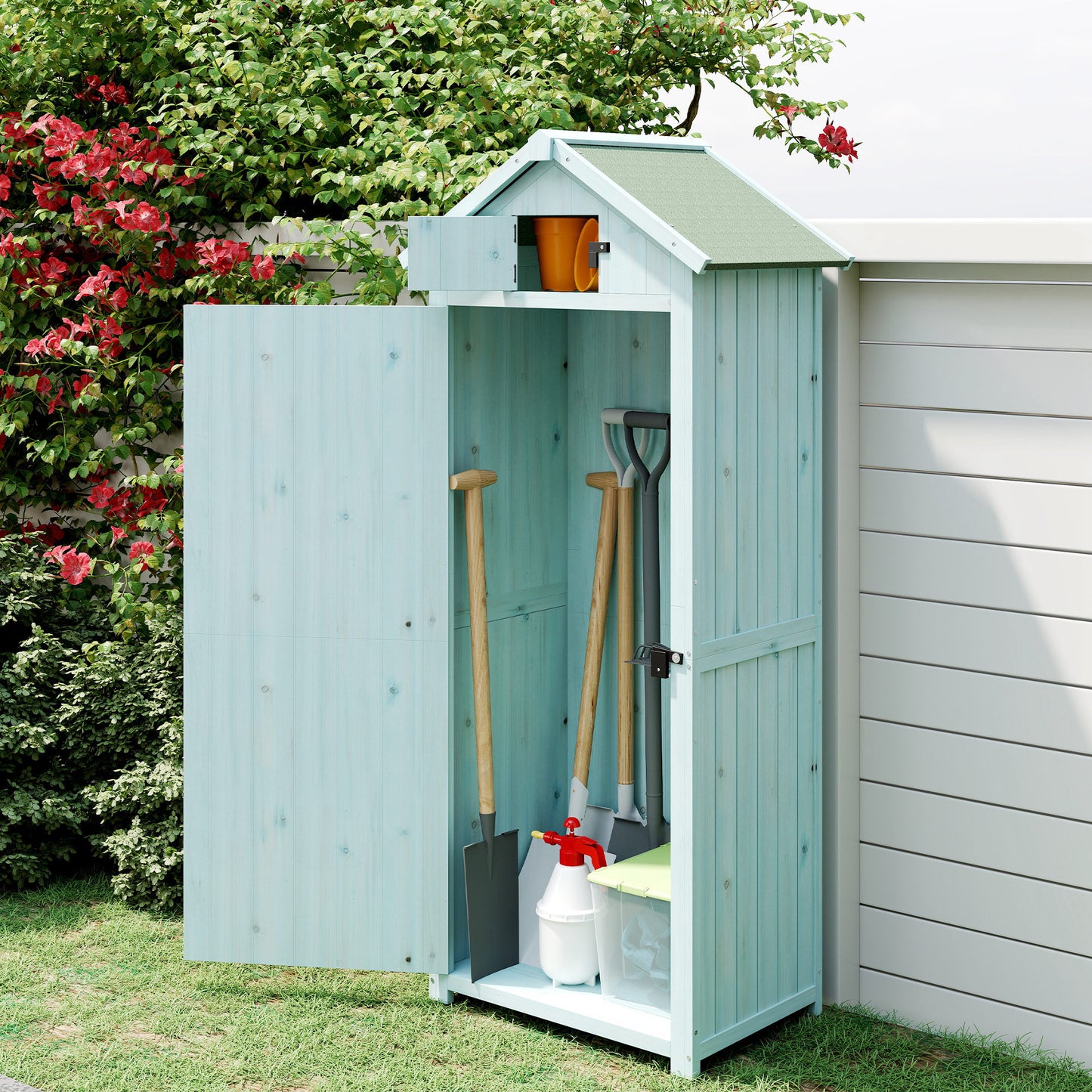 Garden Shed Vertical Utility 3 Shelves Shed Wood Outdoor Garden