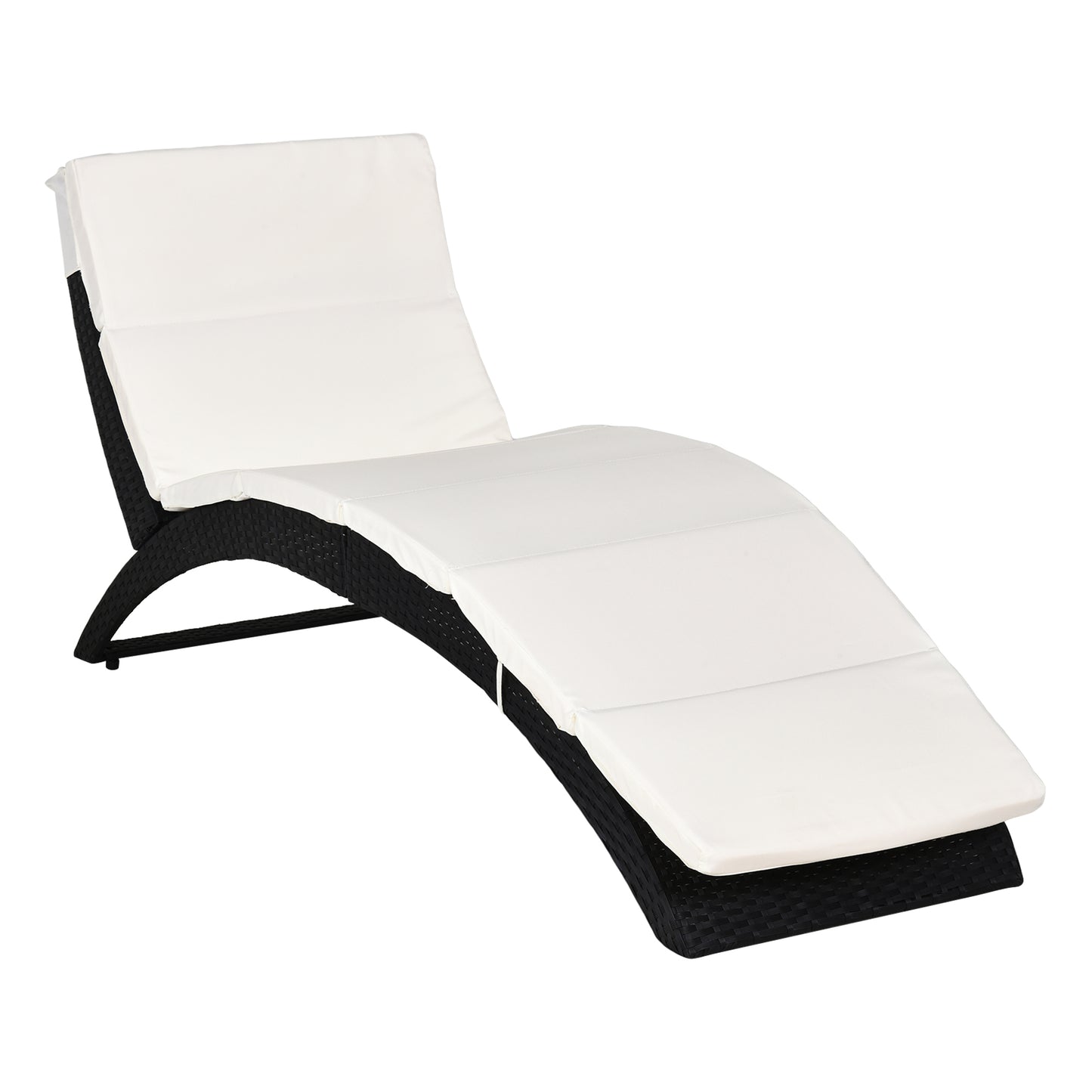 Folding Sun Lounger, PE Rattan Garden Lounger Chair