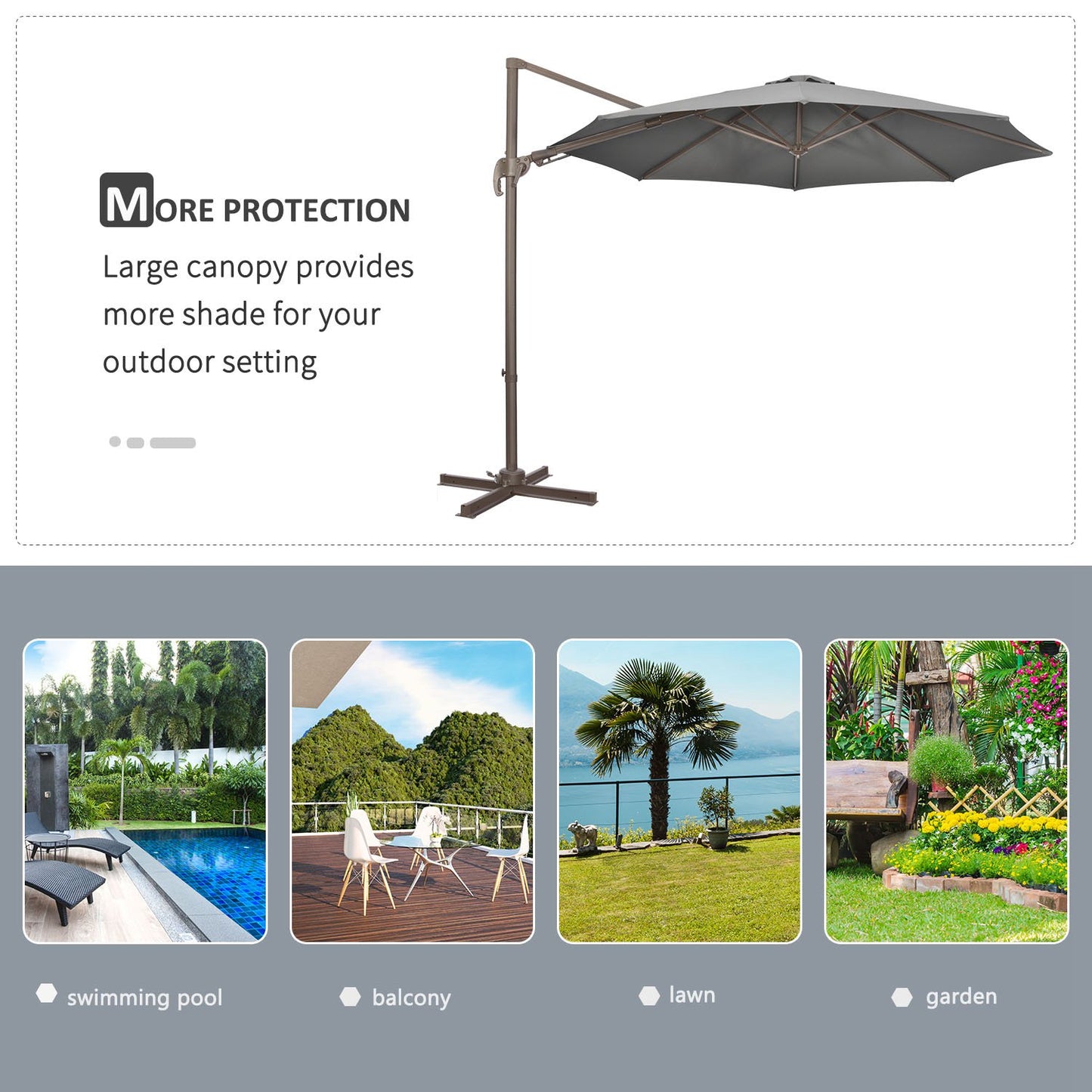 3(m) Cantilever Parasol 360° Rotation Roma Umbrella Hanging Sun