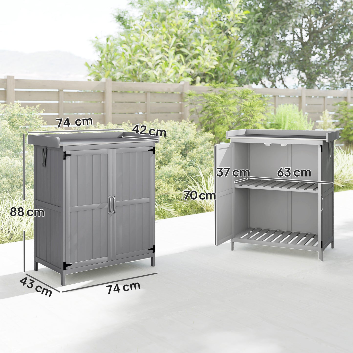 Wooden Garden Shed, Garden Tool Storage Shed with Hinged Roof