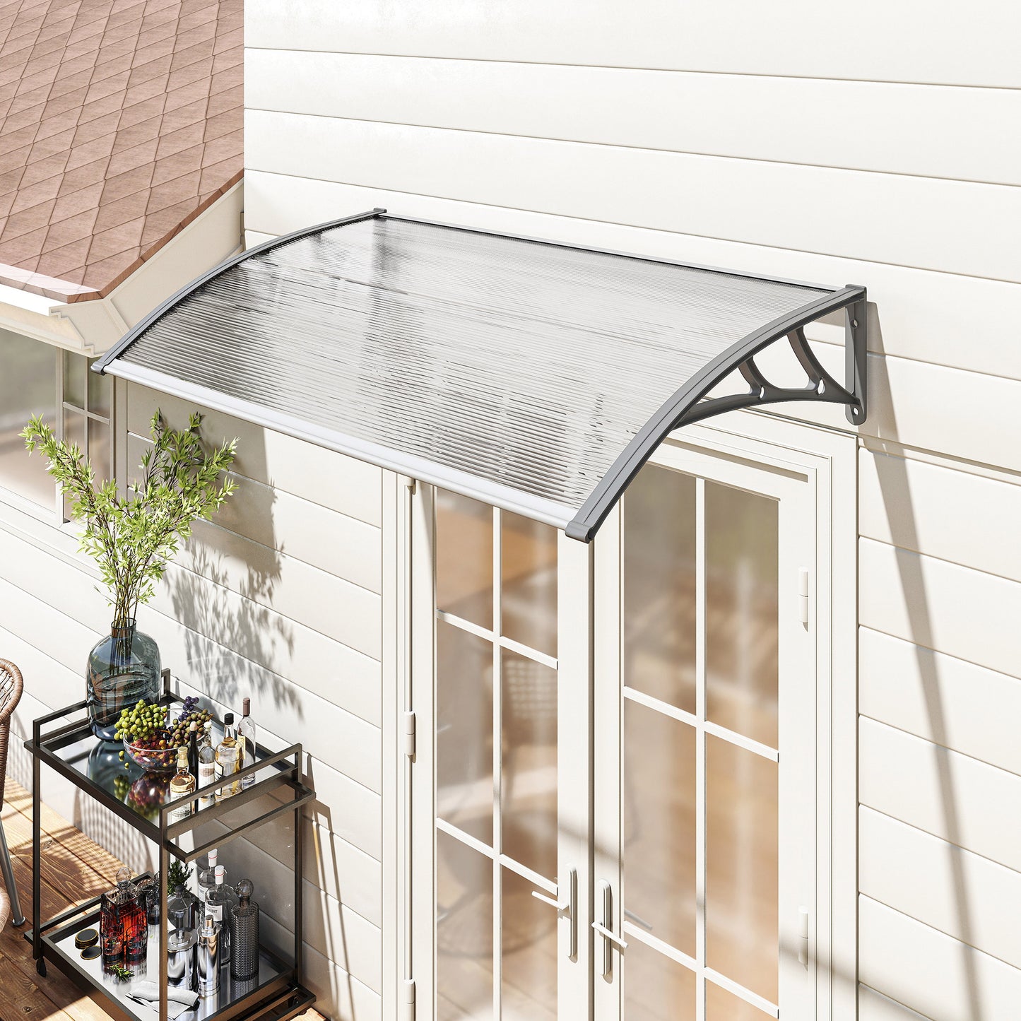 Front Door Canopy, Outdoor Awning, Rain Shelter, 110 x 60cm